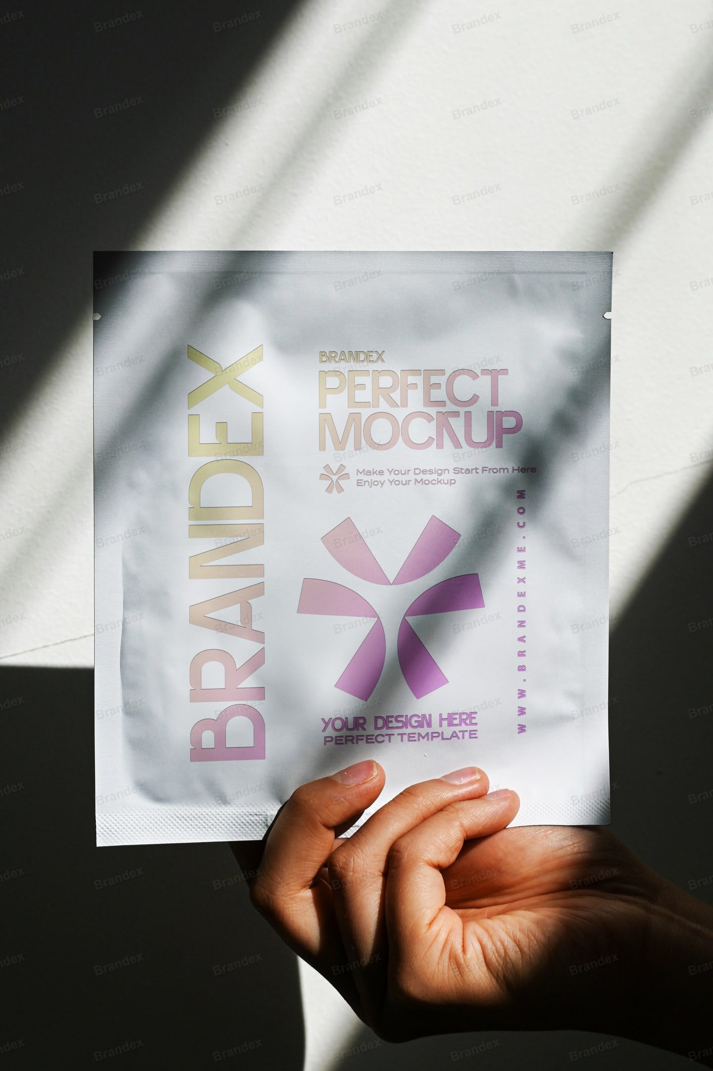 Holographic Foil Pouch Packaging Mockup PSD