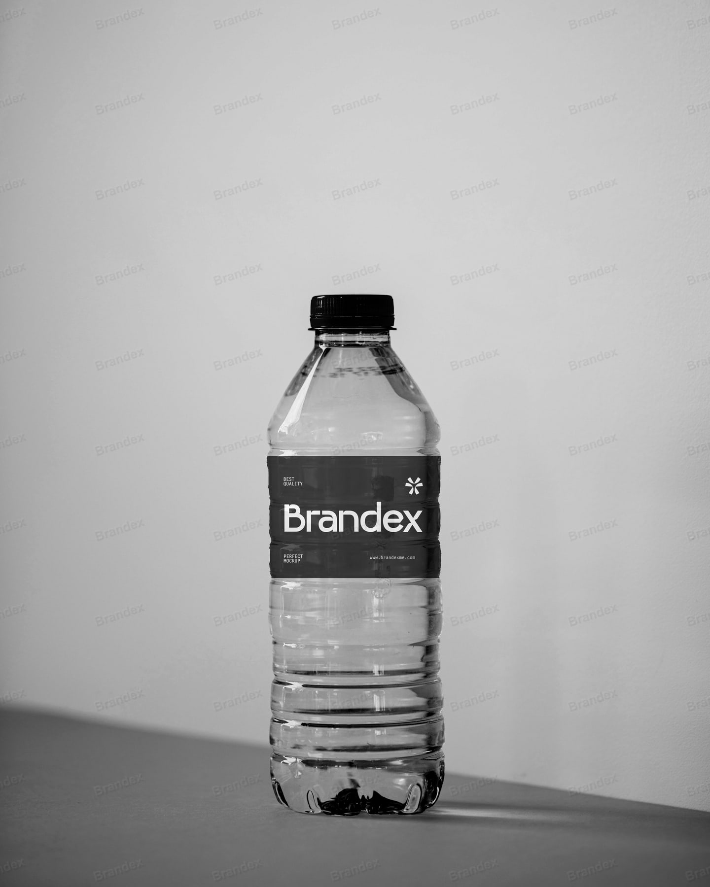 Minimalist Black Label Water Bottle Packaging PSD Mockup