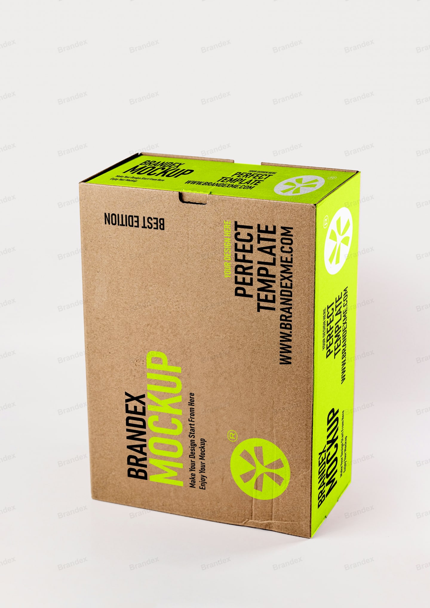 Kraft Packaging Box Mockup with Green Branding Accents