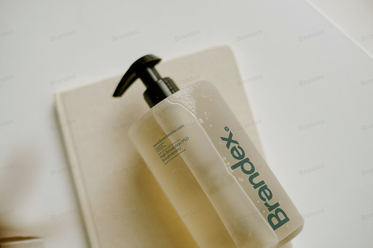 Translucent Cosmetic Pump Bottle Mockup Customizable Label
