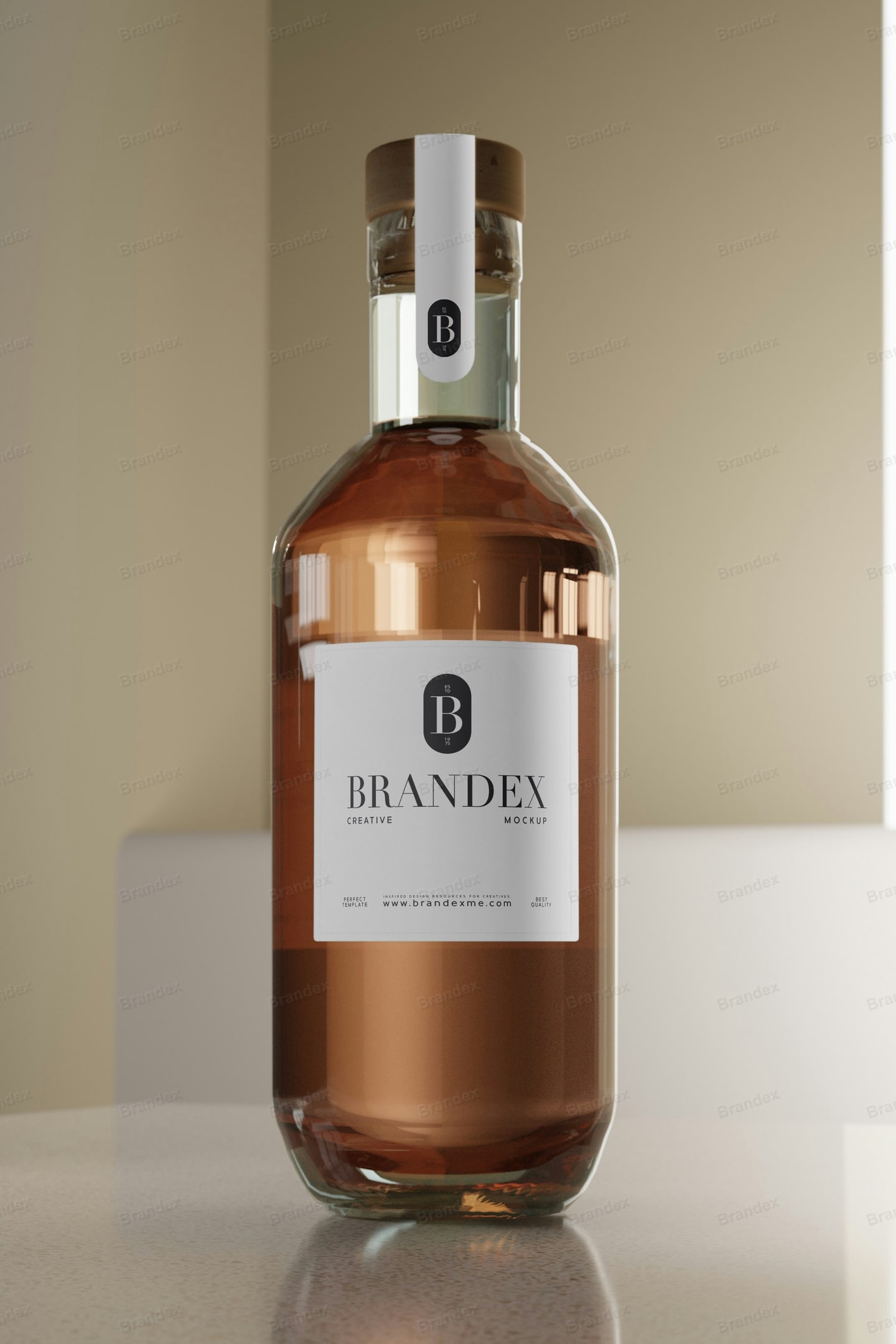 Amber Glass Cosmetic Bottle Mockup with Customizable Label
