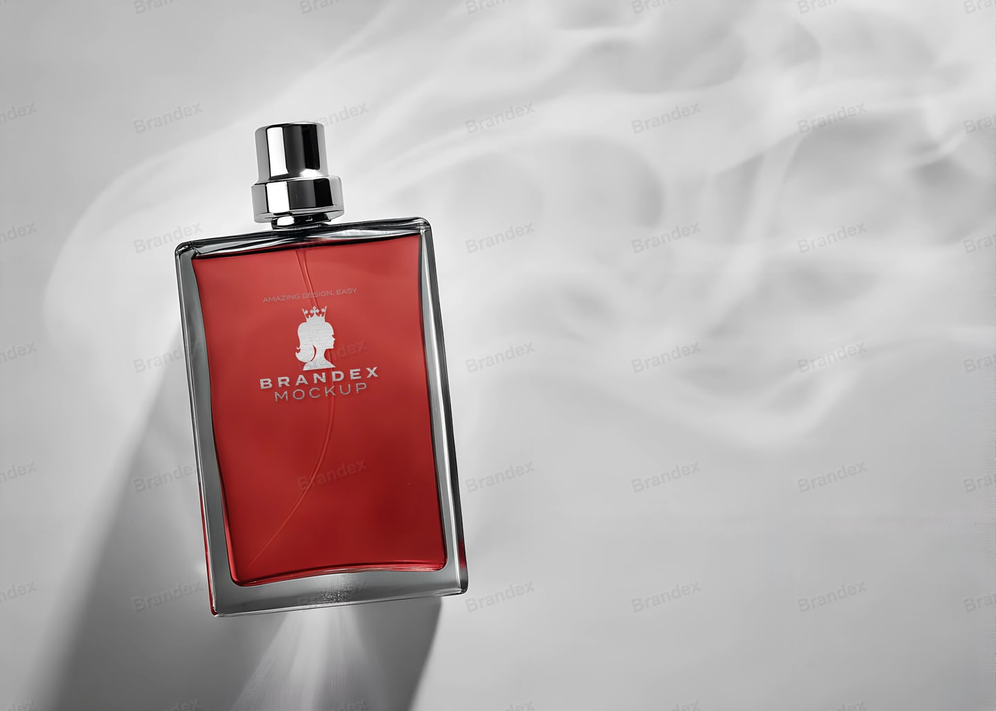 Red Perfume Bottle Mockup Silver Cap Luxury Branding