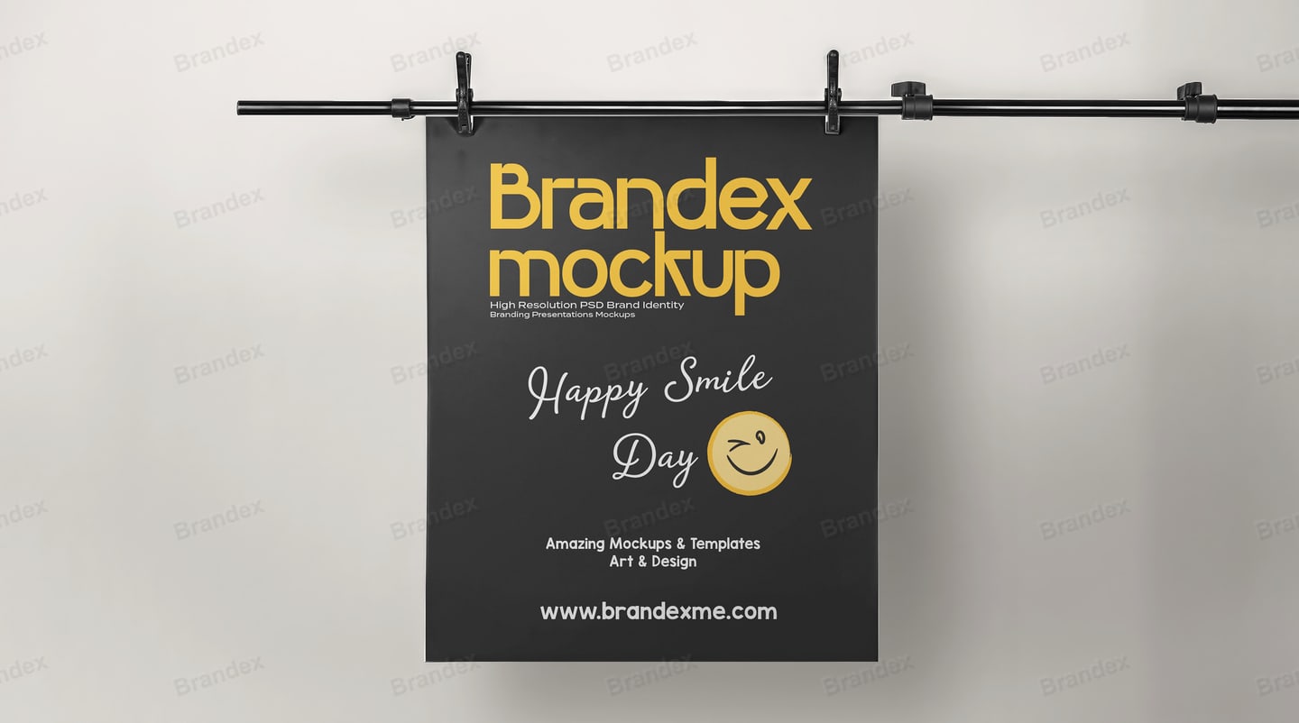 Black Hanging Poster Mockup Branding Display Presentation
