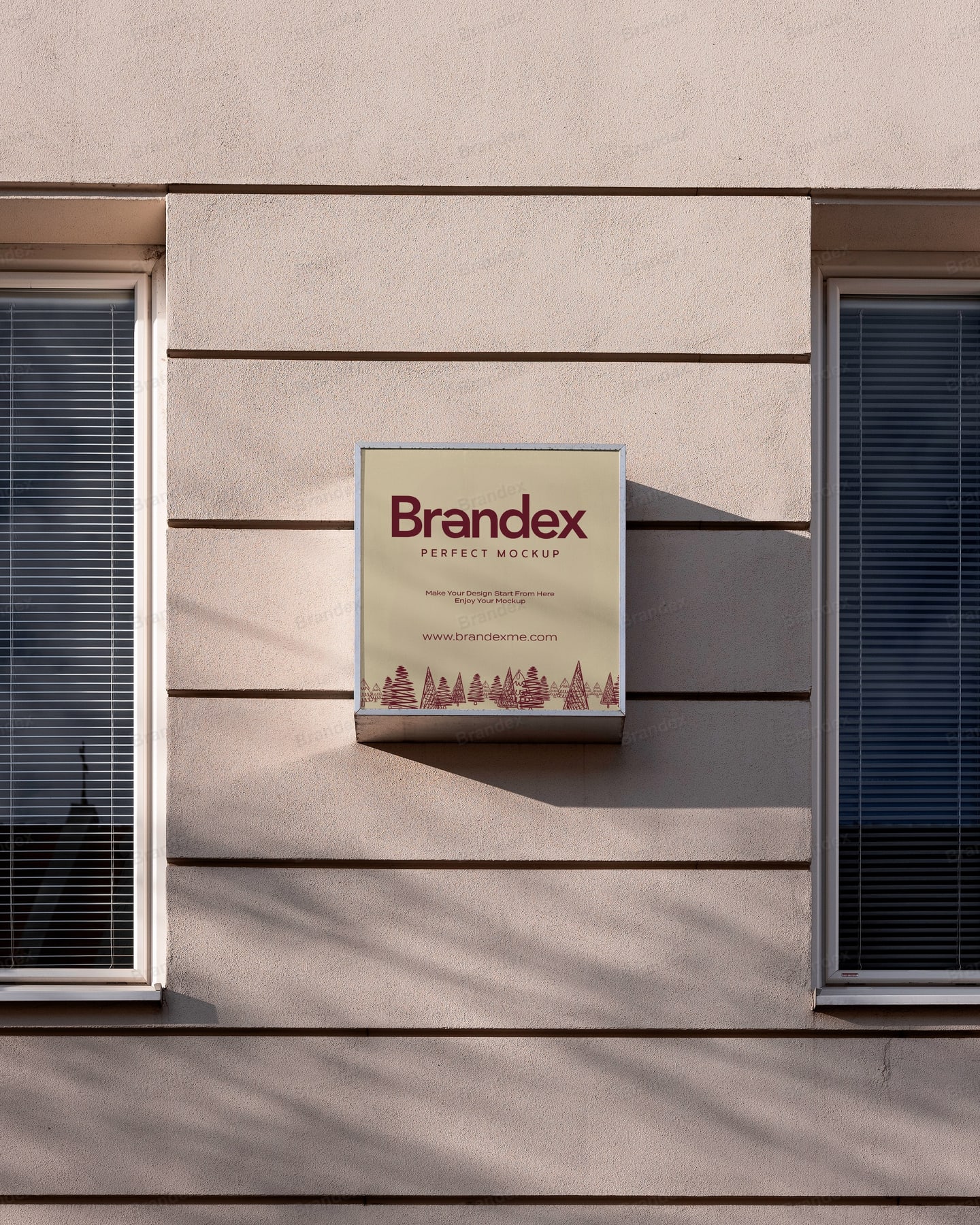 Outdoor Building Facade Wall Sign Mockup Realistic Branding