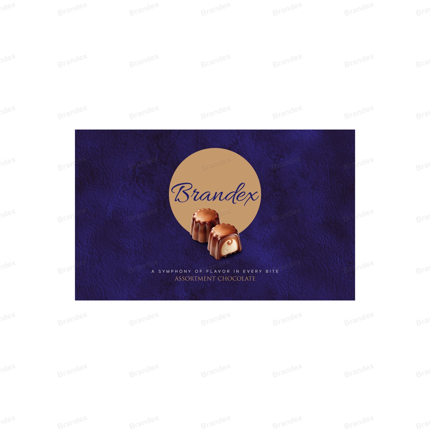 Assorted Chocolate Box Packaging Template – Blue, Gold & Brown