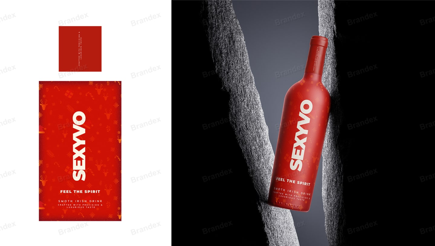 Red Spirit Bottle Packaging Luxury Bold White Label