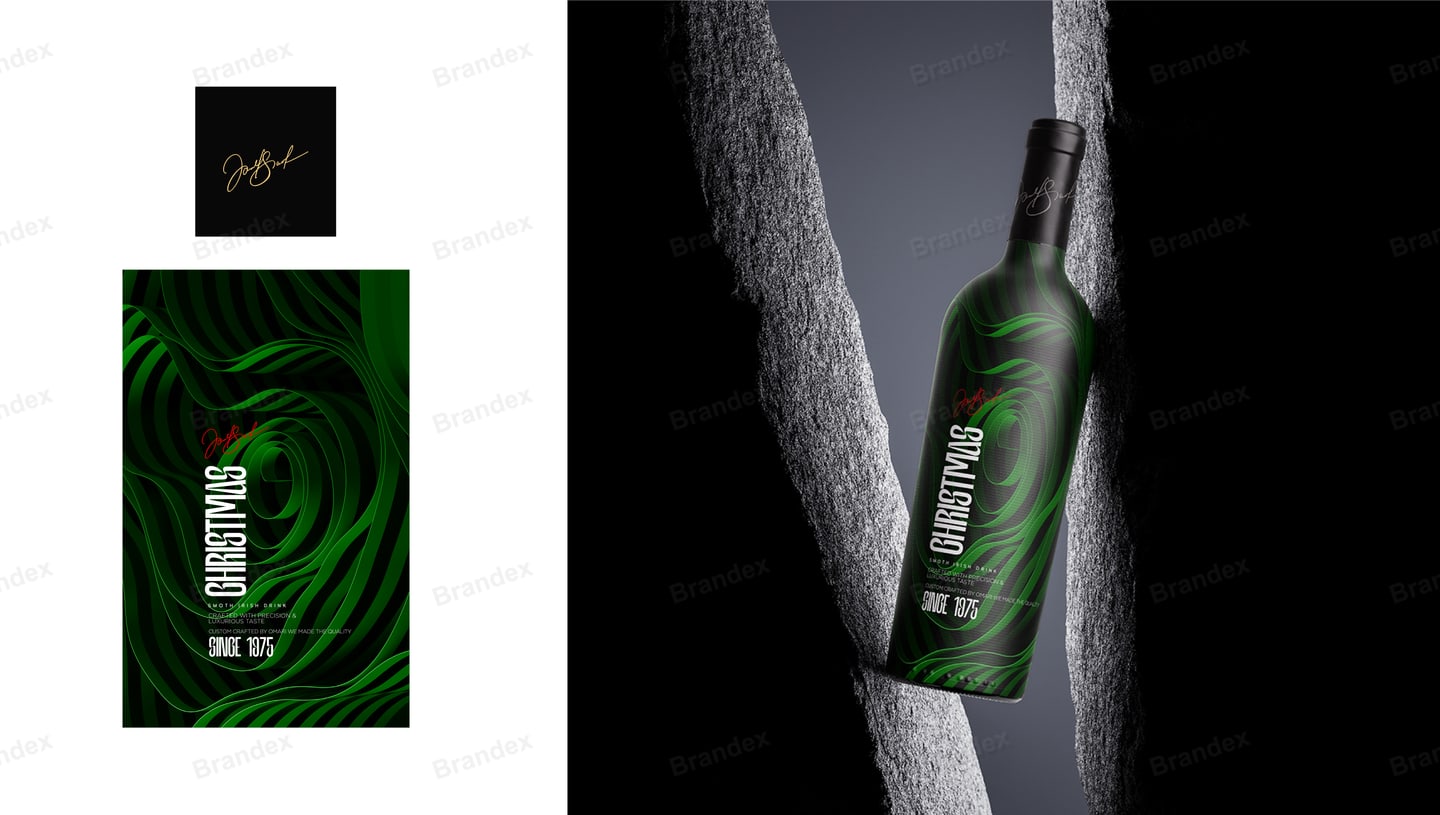 Vibrant Green Christmas Wine Bottle Packaging