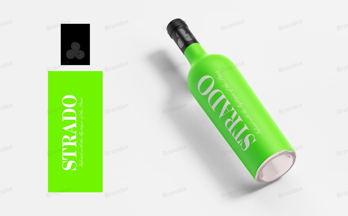 Neon Green Wine Bottle Label Template – White Typography & Black Cap