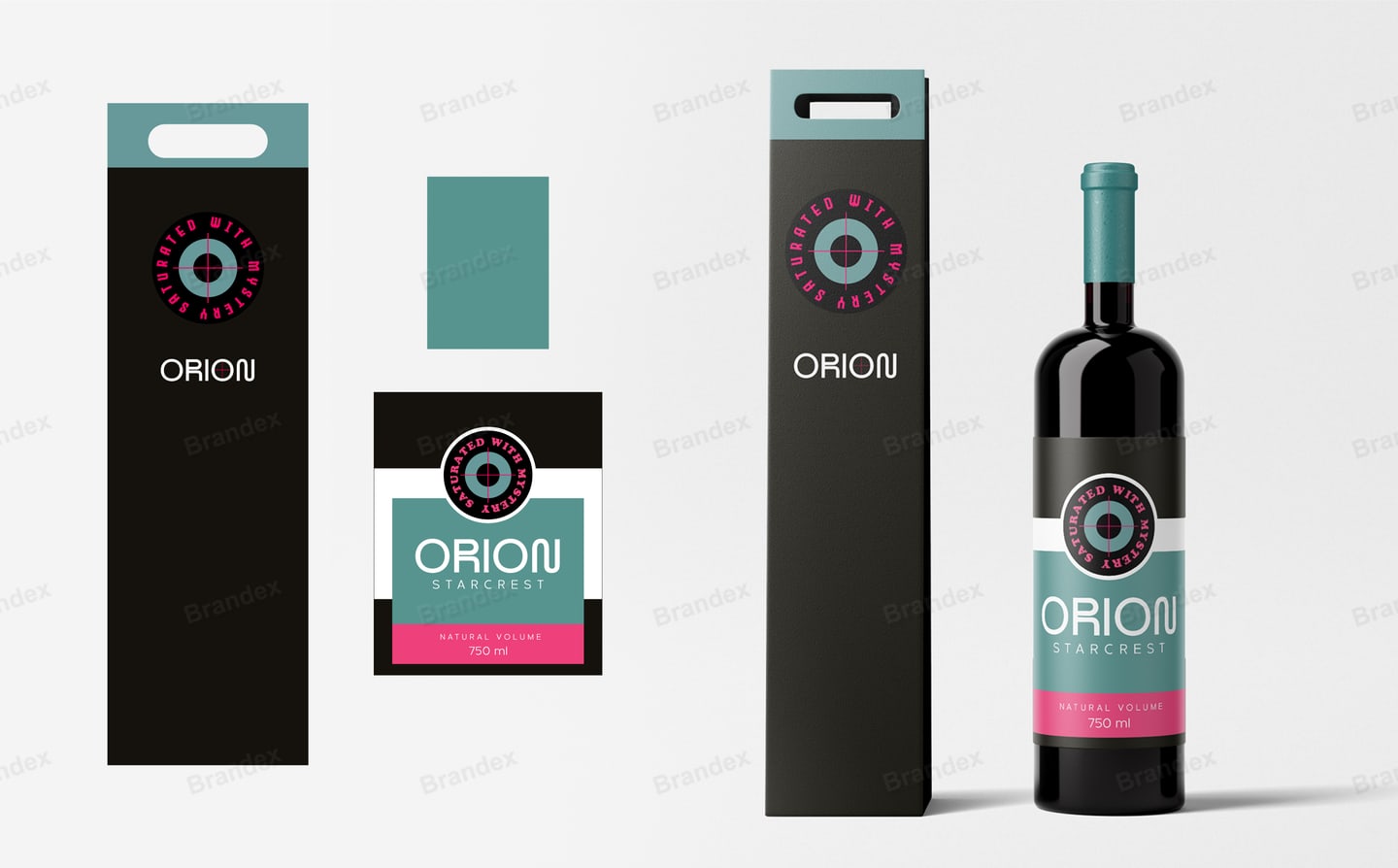 Teal Black Wine Bottle Box Packaging Set Elegant Modern