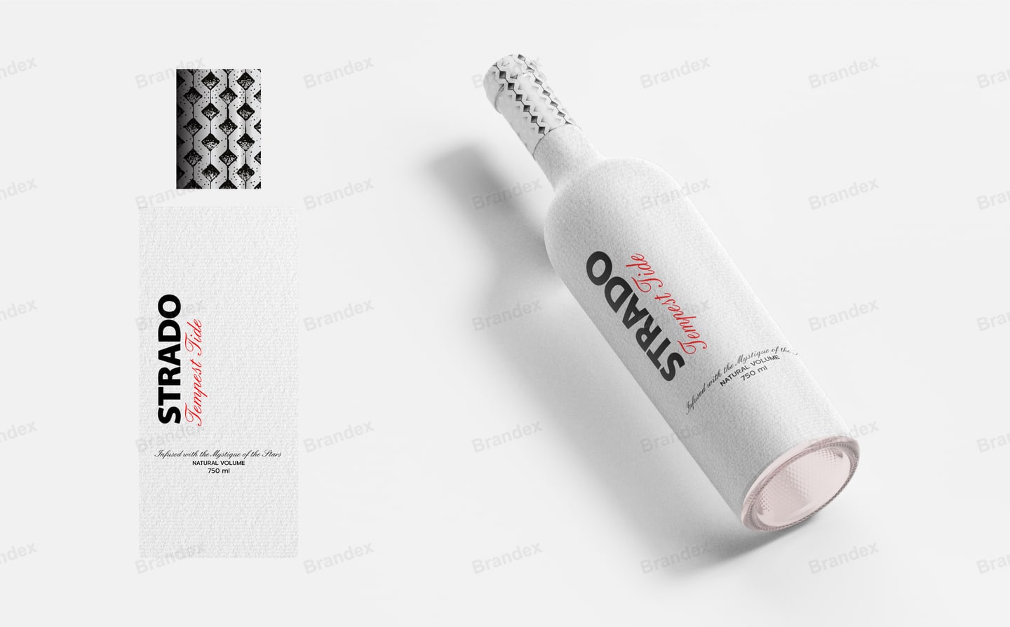Minimal White Wine Bottle Label Packaging Template – Black, Red & Geometric