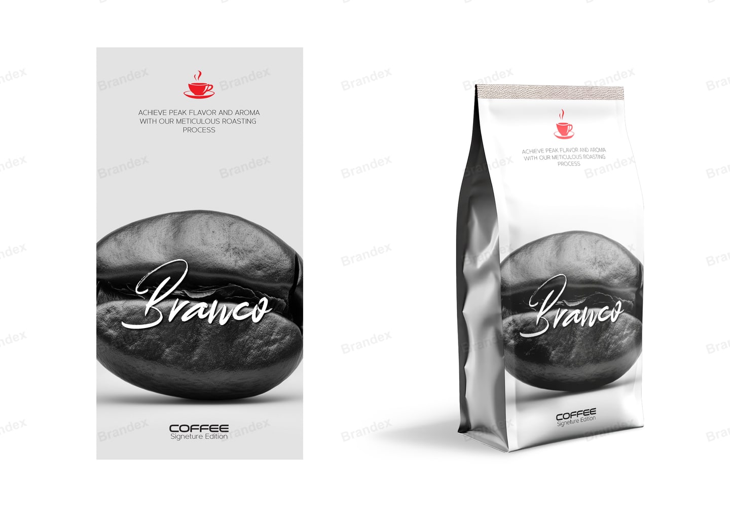 Coffee Bag Packaging Template – Black, White & Red