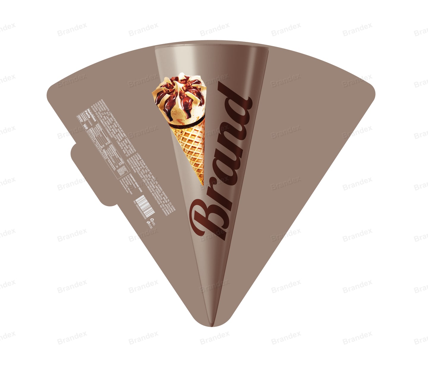 Chocolate Ice Cream Cone Sleeve Packaging Template – Taupe & Dark Brown
