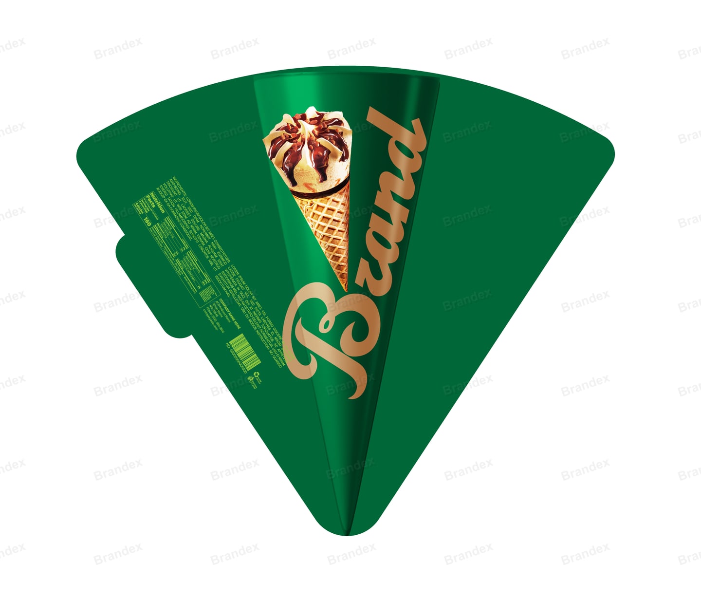 Emerald Green Chocolate Ice Cream Cone Sleeve Template – Gold Typography