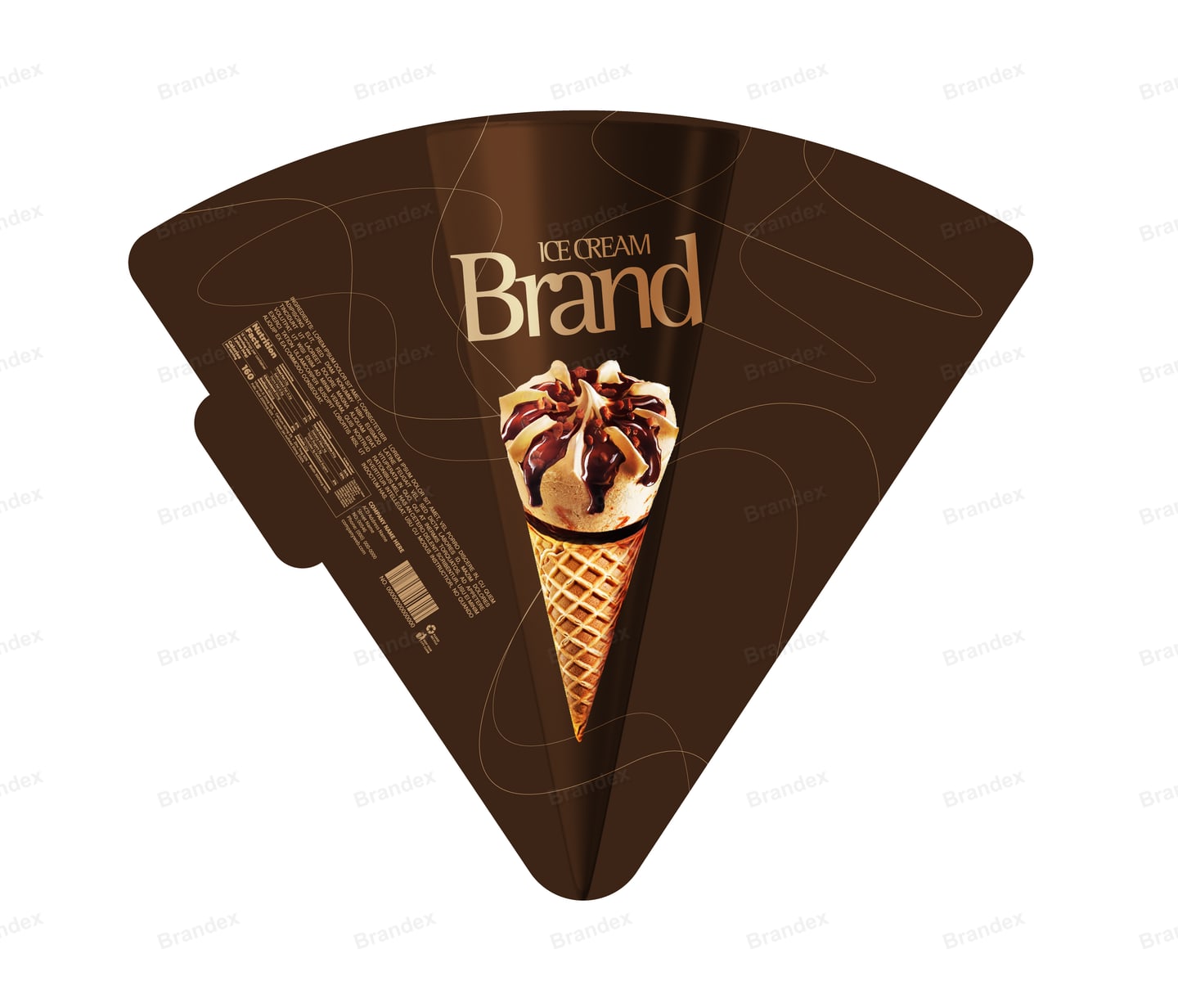 Chocolate Drizzle Ice Cream Cone Sleeve Template – Dark Brown & Gold