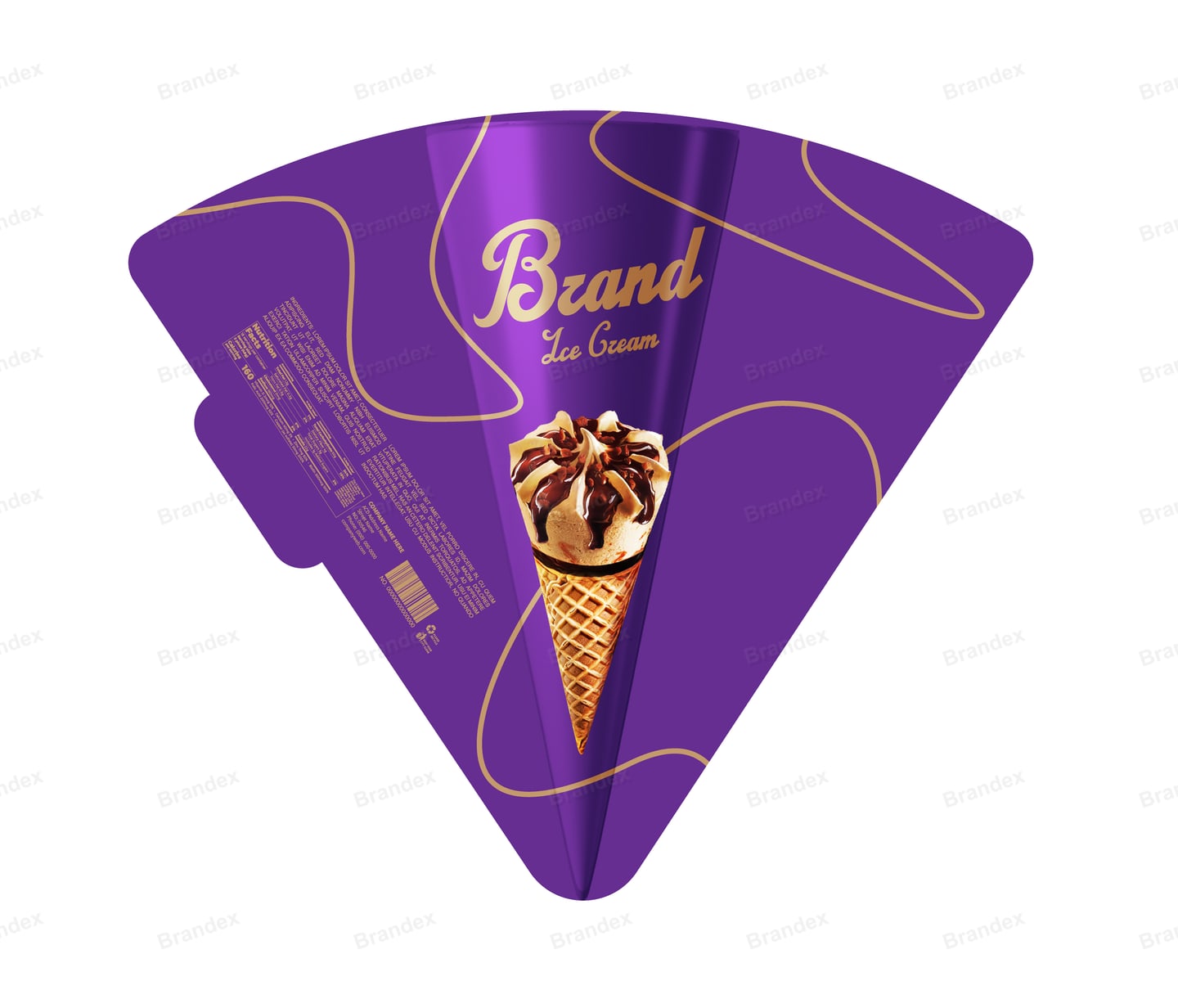 Ice Cream Cone Sleeve Packaging Template – Purple, Gold & Brown