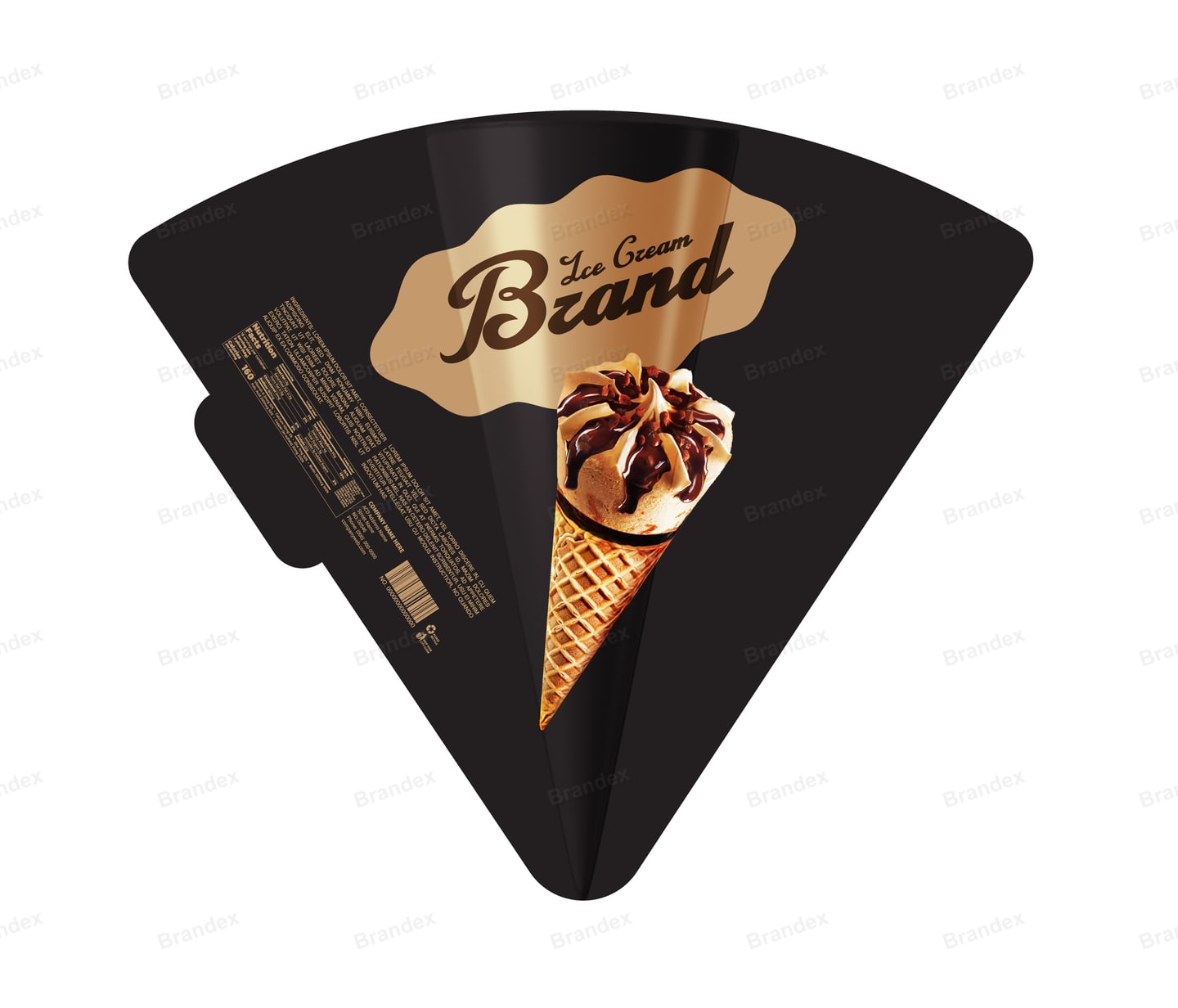 Ice Cream Cone Sleeve Packaging Template – Black, Gold & Brown