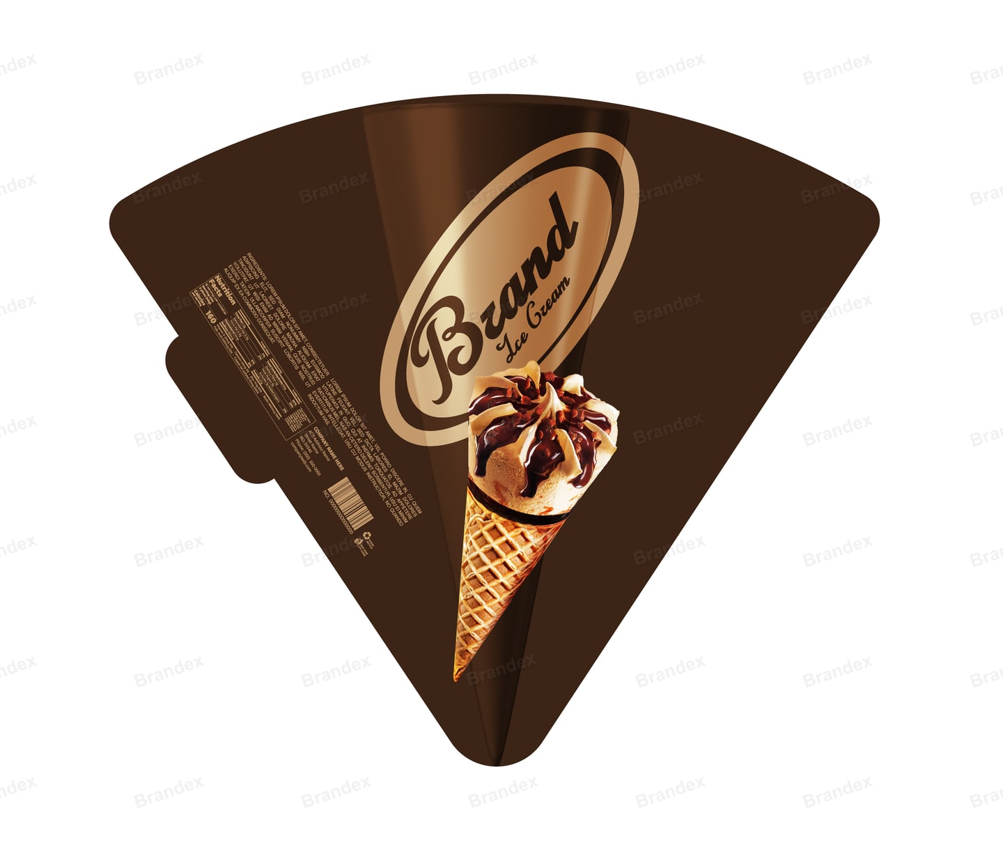 Dark Chocolate Ice Cream Cone Sleeve Template – Brown & Caramel Gold