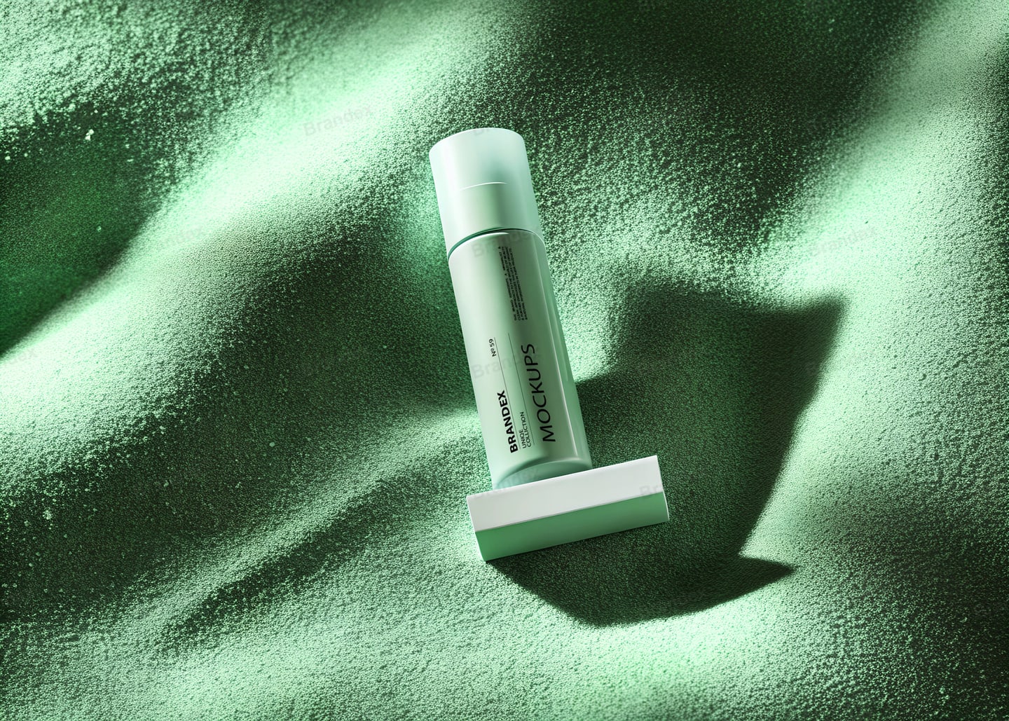 Tall Matte Green Bottle Mockup for Skincare Cosmetic Branding