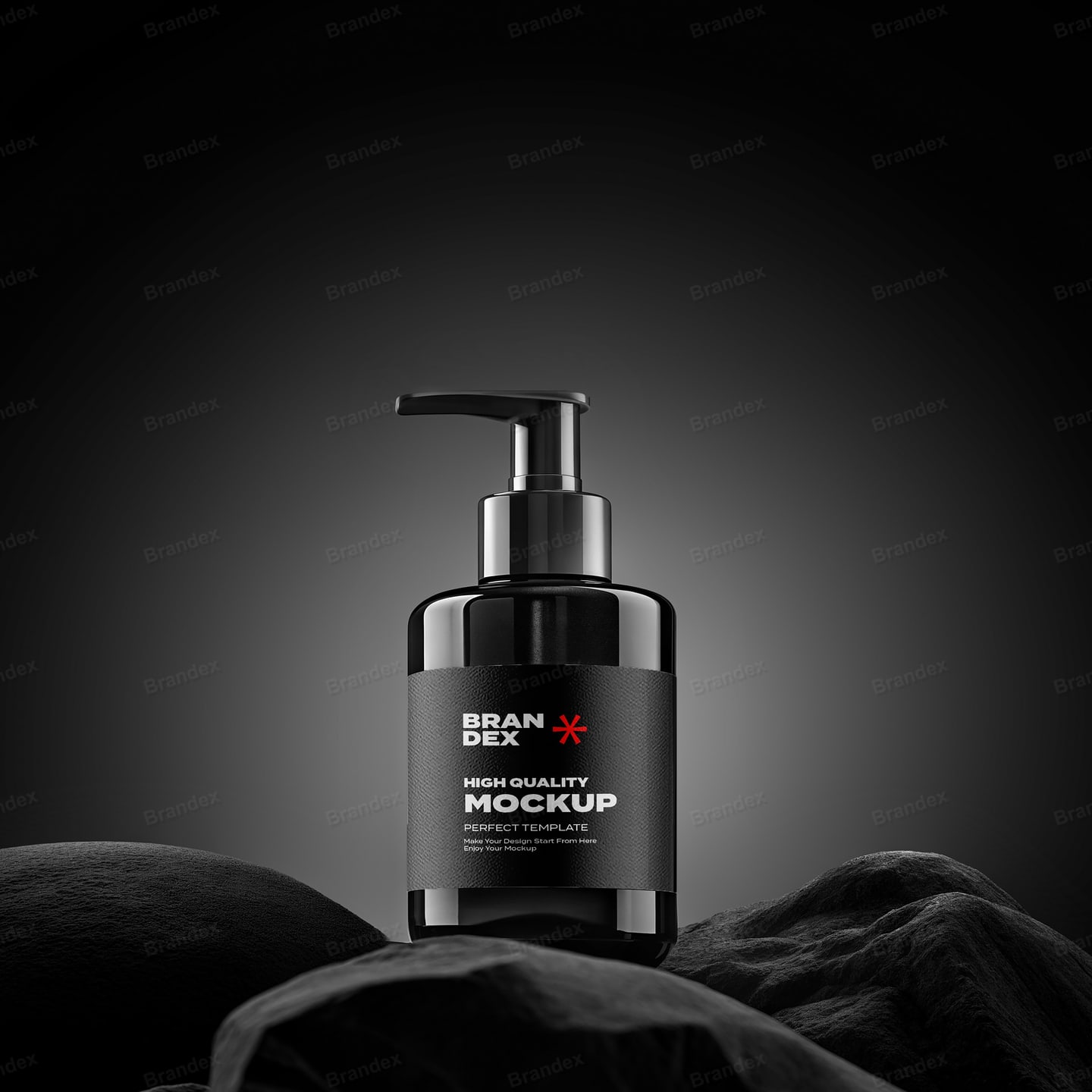 Matte Black Cosmetic Pump Bottle Mockup for Product Photography