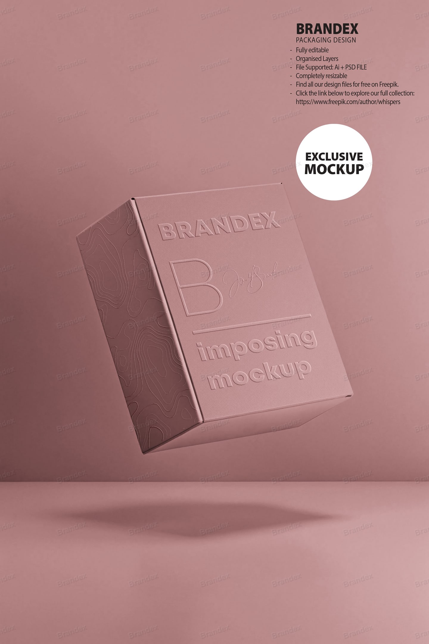 Floating Pink Box Product Branding Mockup Embossed Logo
