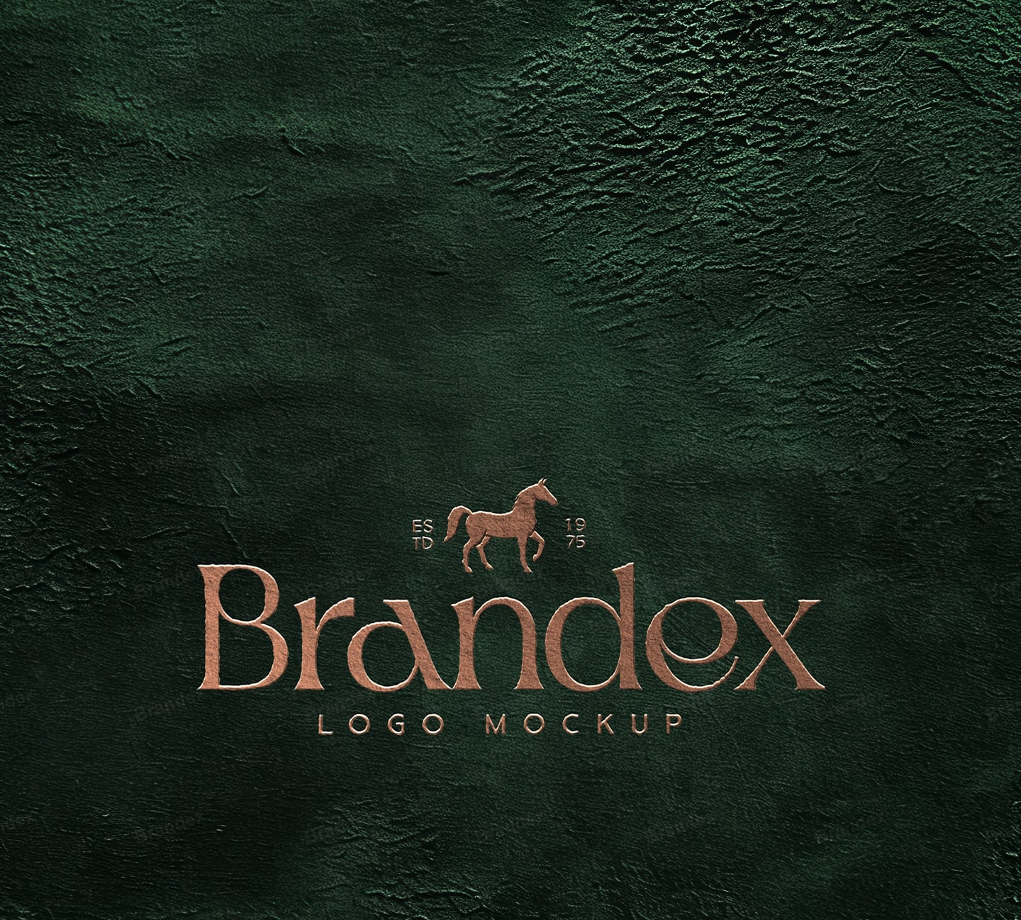 Embossed 3D Logo Mockup Green Leather Texture