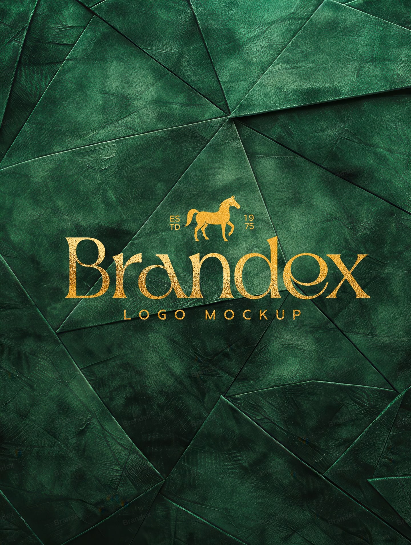 Elegant Gold Logo Green Textured Geometric Mockup