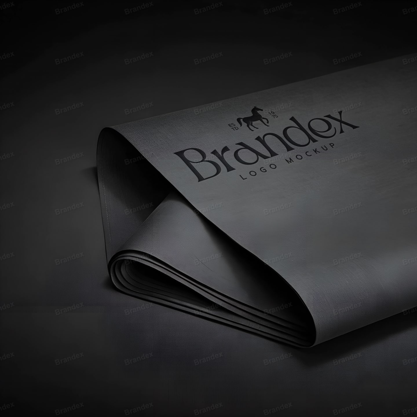 Modern Curved Dark Paper Business Card Mockup with Printed Logo
