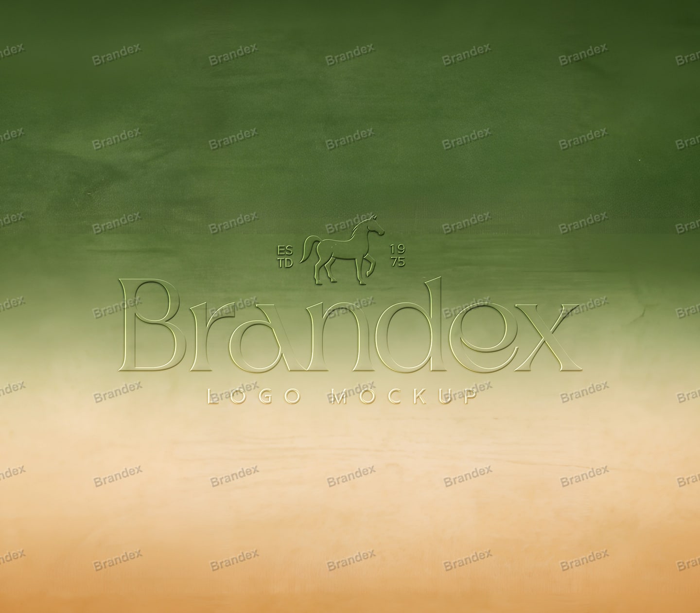 Vintage Rustic Equestrian Horse Logo Mockup Green-Brown Branding