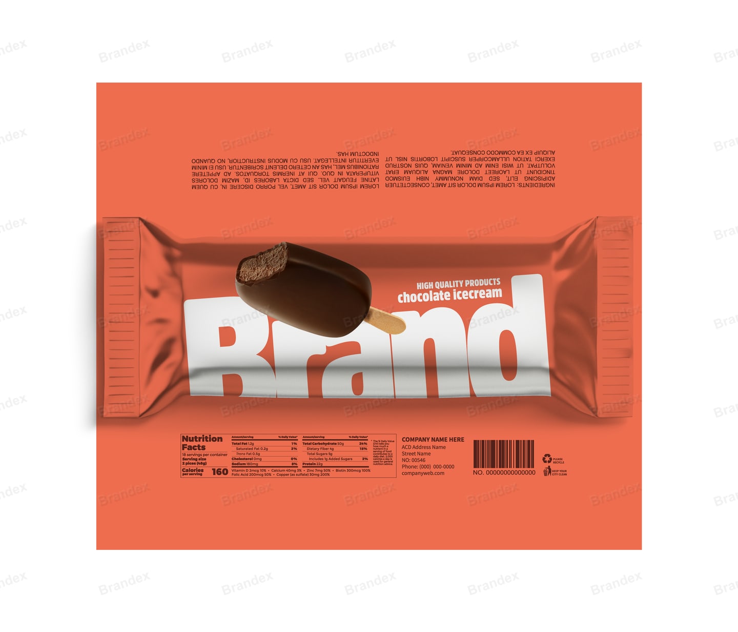 Bold Orange Chocolate Ice Cream Bar Packaging