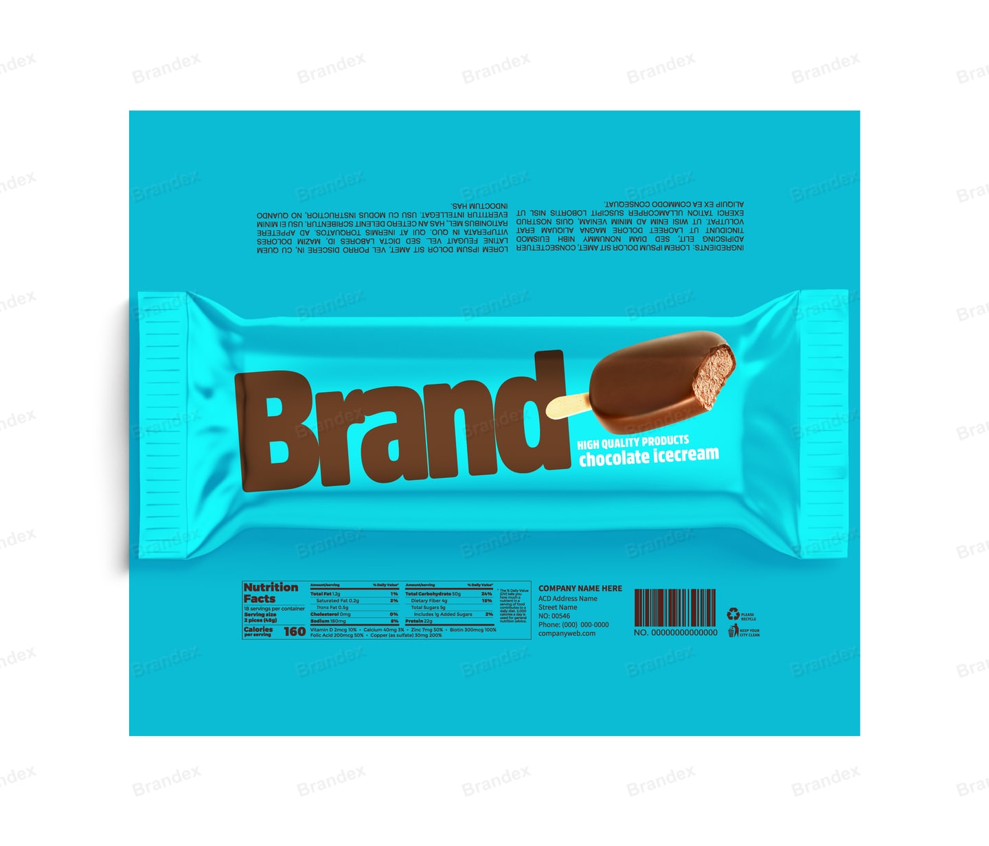 Chocolate-Coated Ice Cream Bar Wrapper Template – Turquoise Design