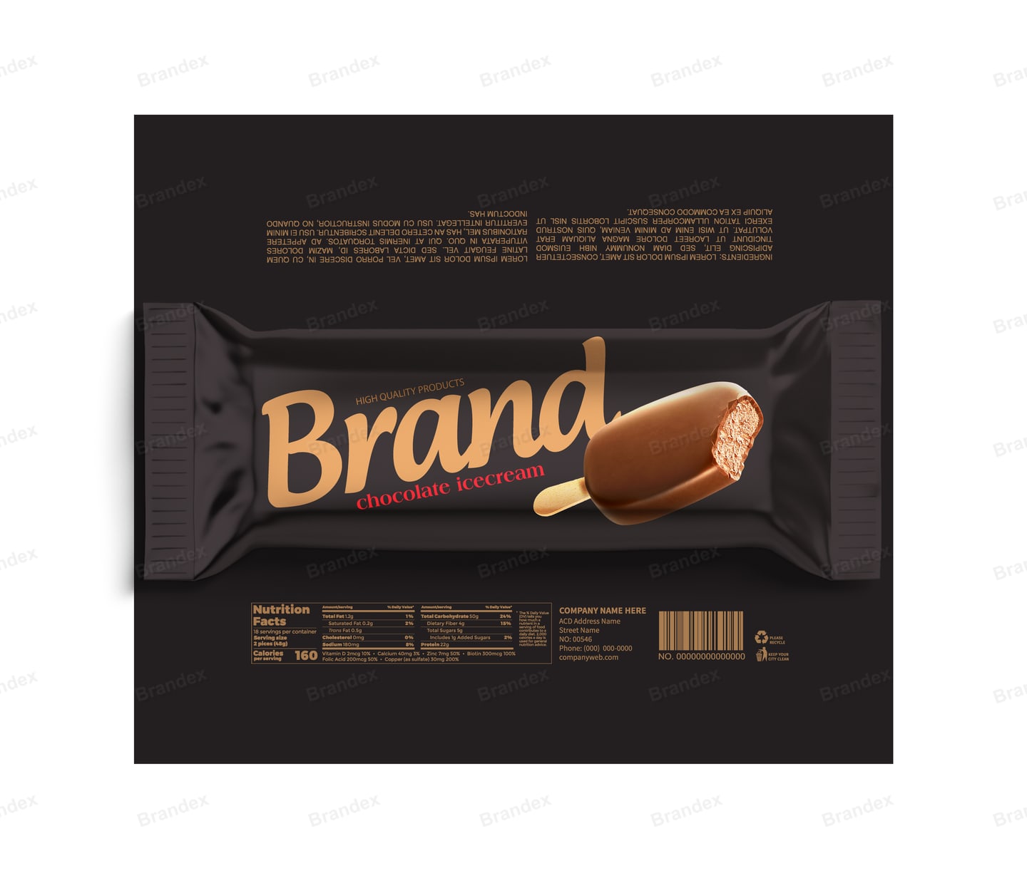 Modern Chocolate Ice Cream Bar Packaging Design Brown Gold Minimalist