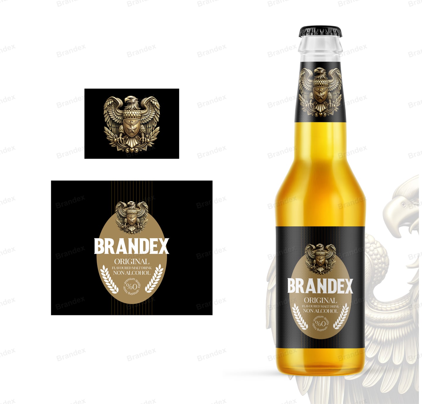 Regal Eagle Beer Bottle Packaging Black Gold Embossed