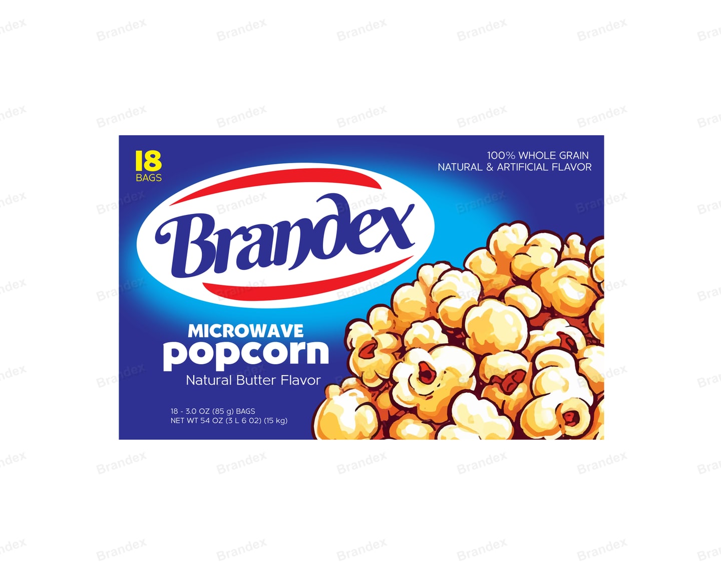 Printable Popcorn Snack Box Packaging Blue Illustration