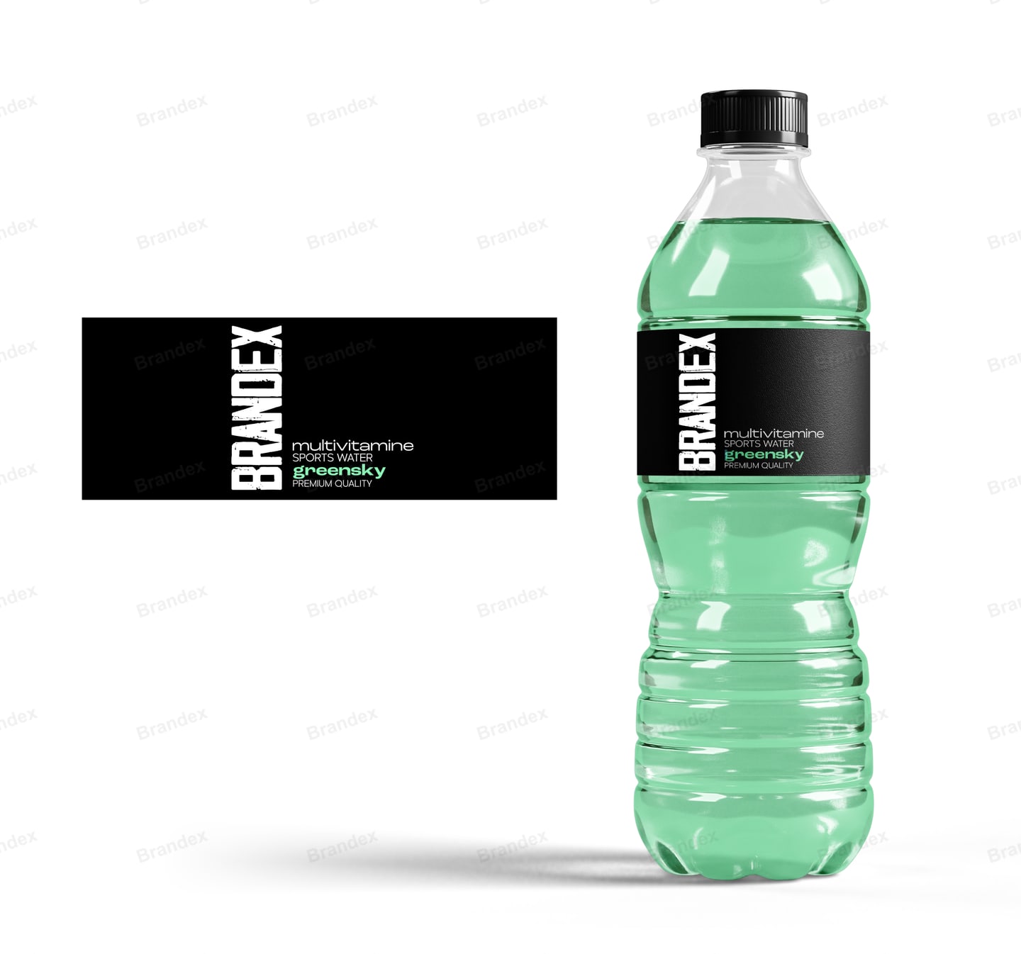 Opaque Green Sports Water Bottle Packaging Sleek Black Label