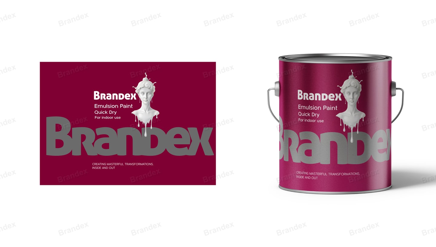 Emulsion Paint Can Packaging Classical Statue Graphic Maroon Silver