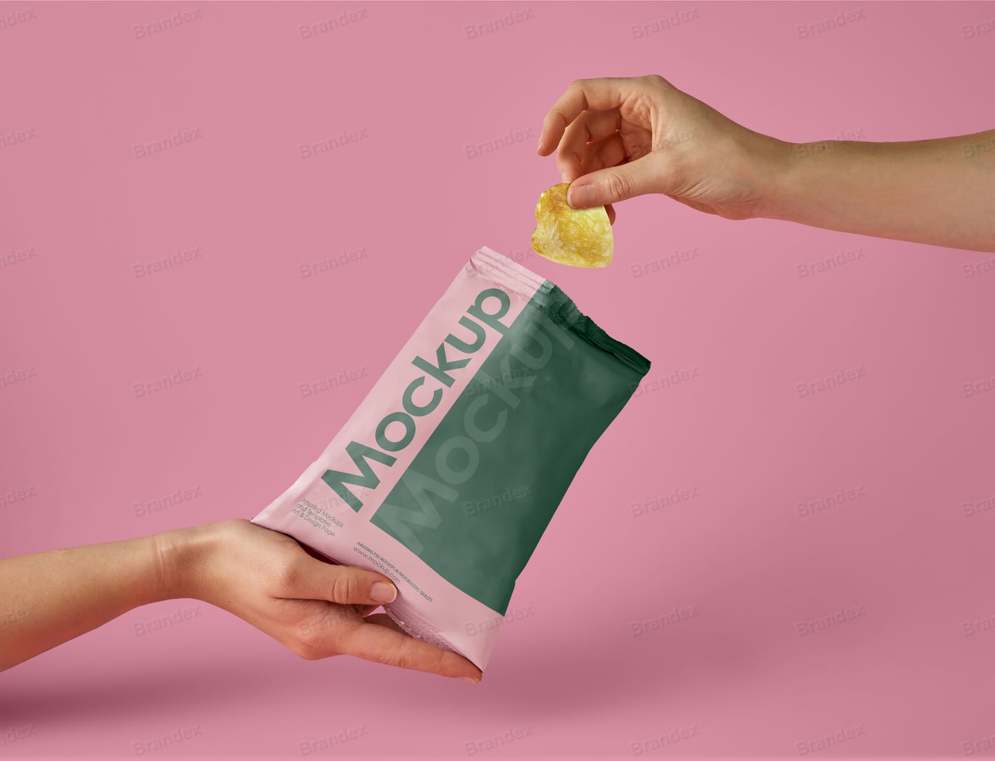 Pink Green Snack Bag Mockup Food Packaging Presentation