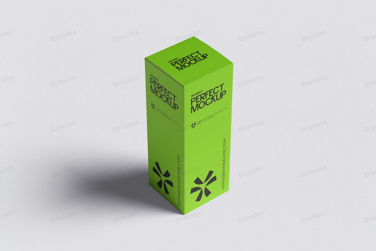 Vibrant Green Tall Rectangular Product Box Mockup – Studio Perspective View