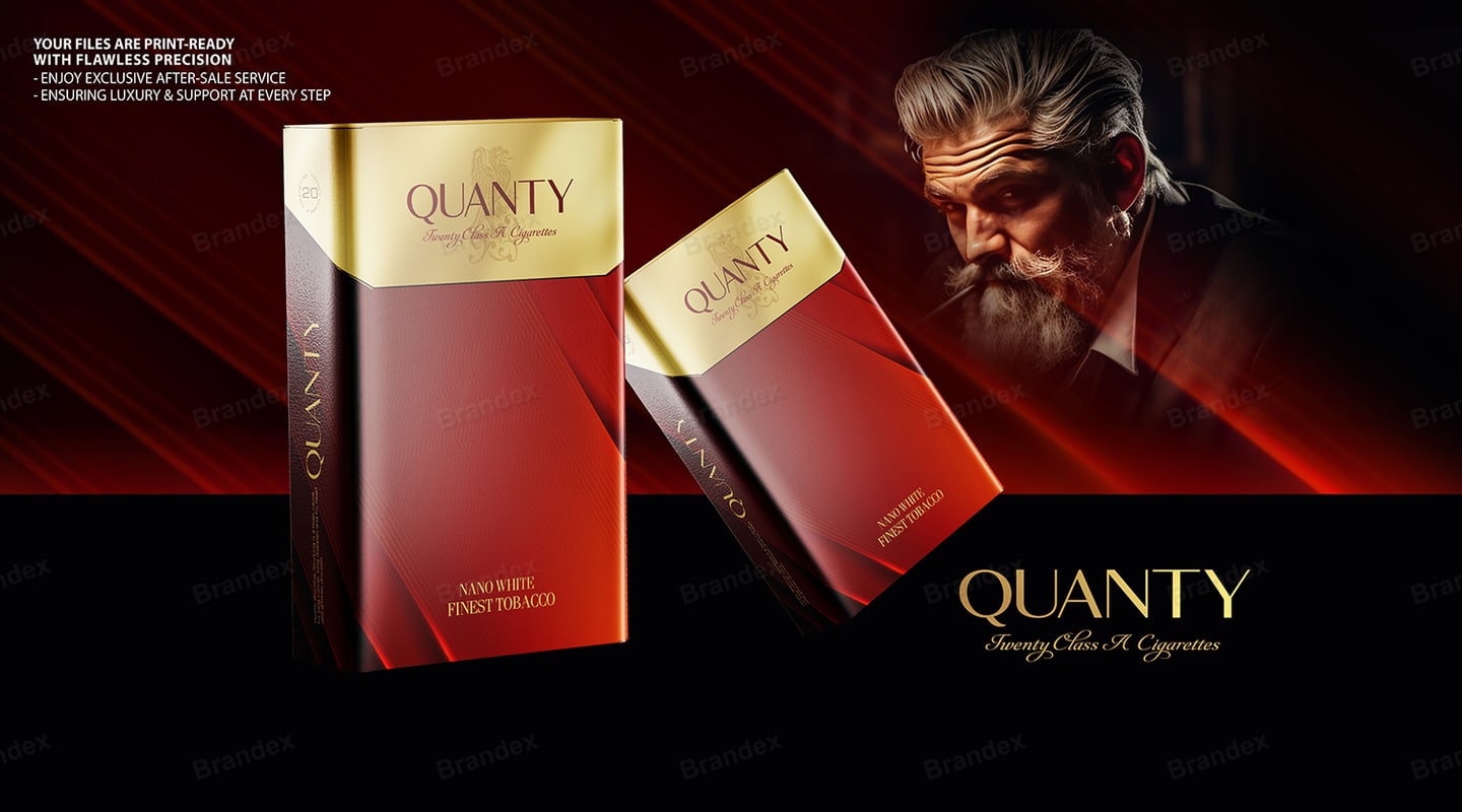 Luxury Red Gold Cigarette Box Packaging Template