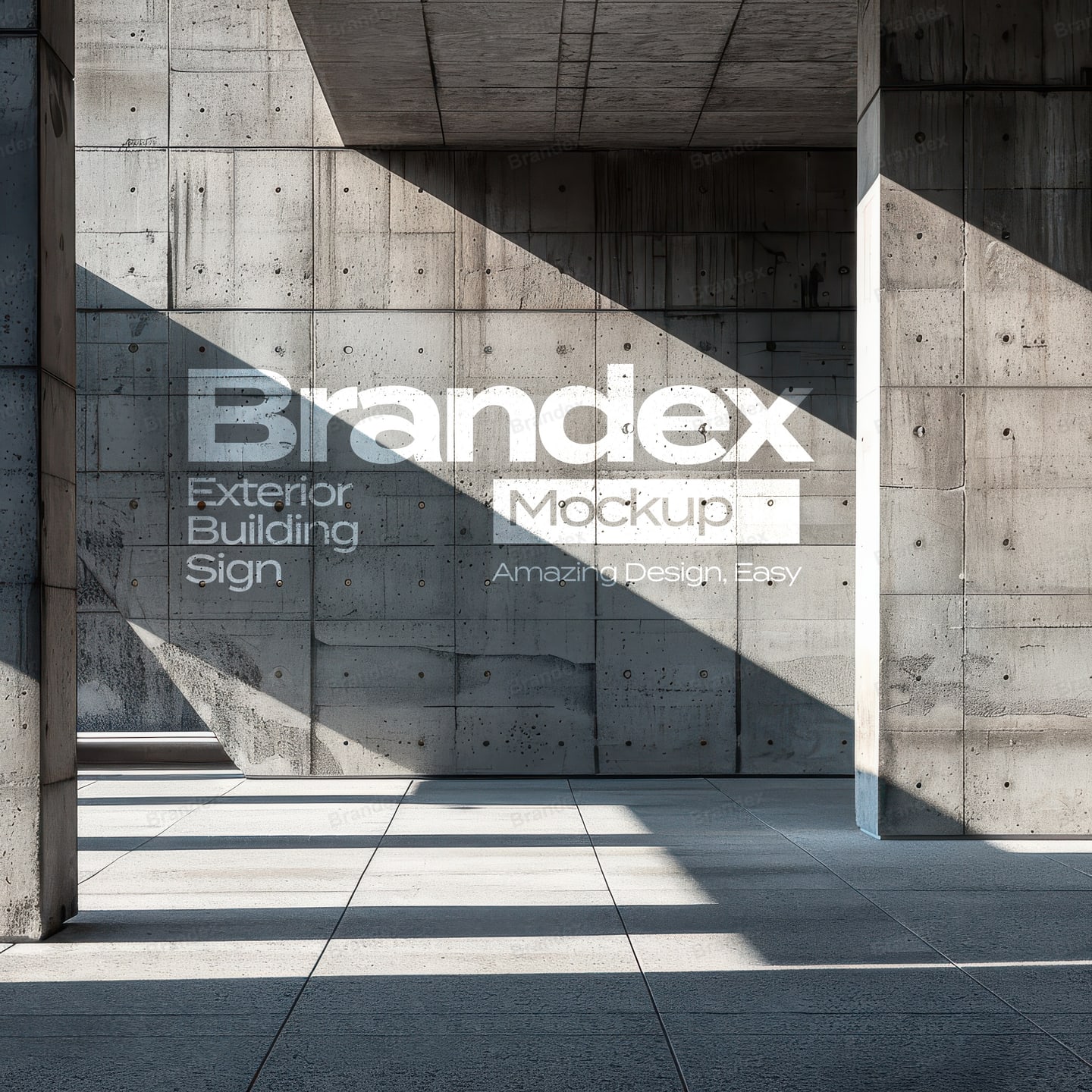 Exterior Building Concrete Wall Sign Mockup Industrial Style