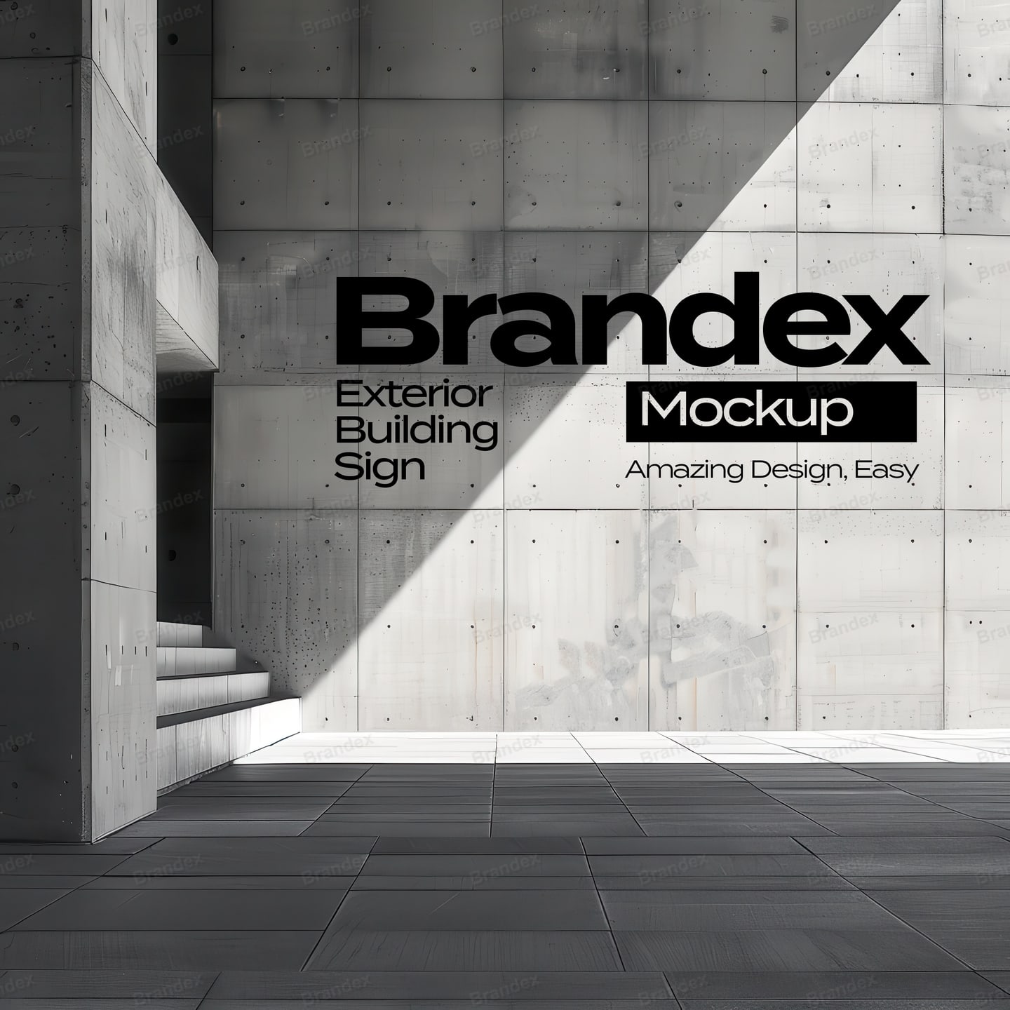 Exterior Building Sign Mockup Concrete Wall