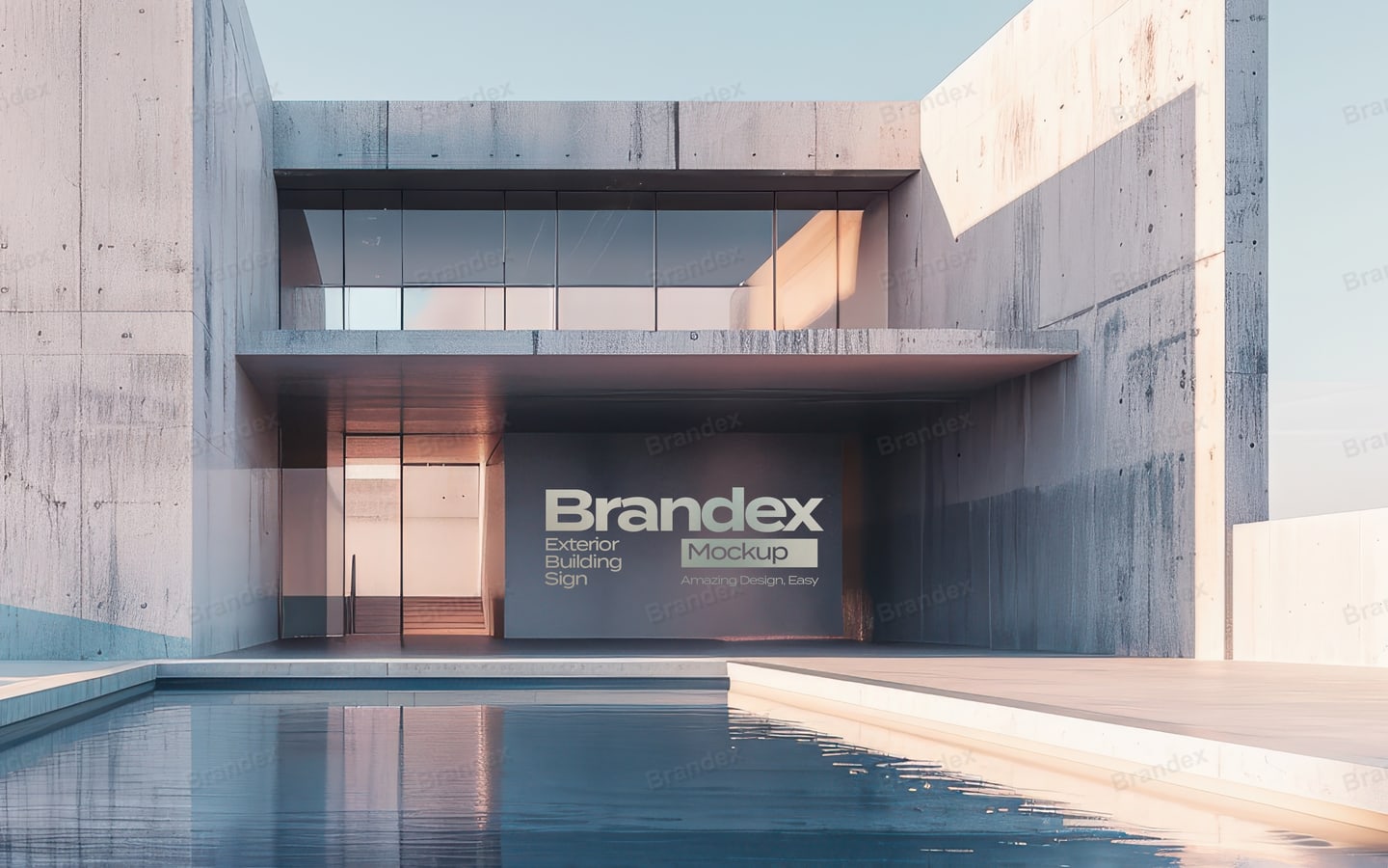 Photorealistic Building Facade Exterior Sign Mockup