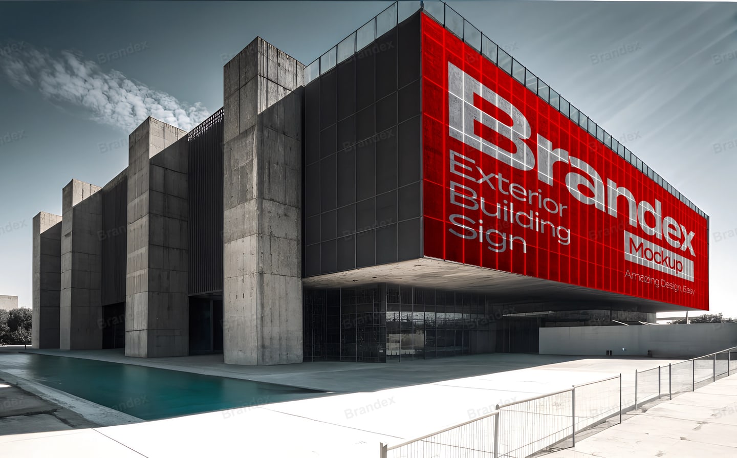 Contemporary Concrete Building Exterior Sign Mockup