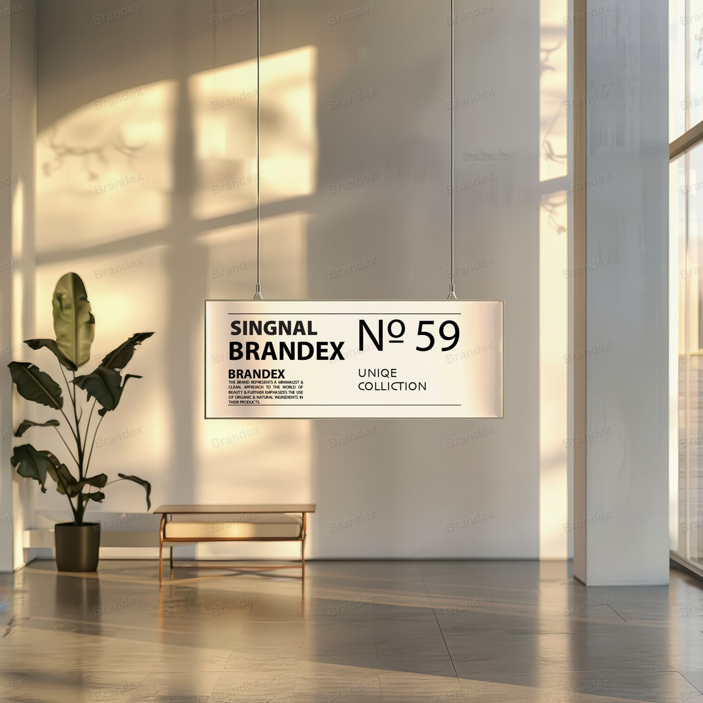 Hanging Indoor Shop Sign Mockup Elegant Modern Typography