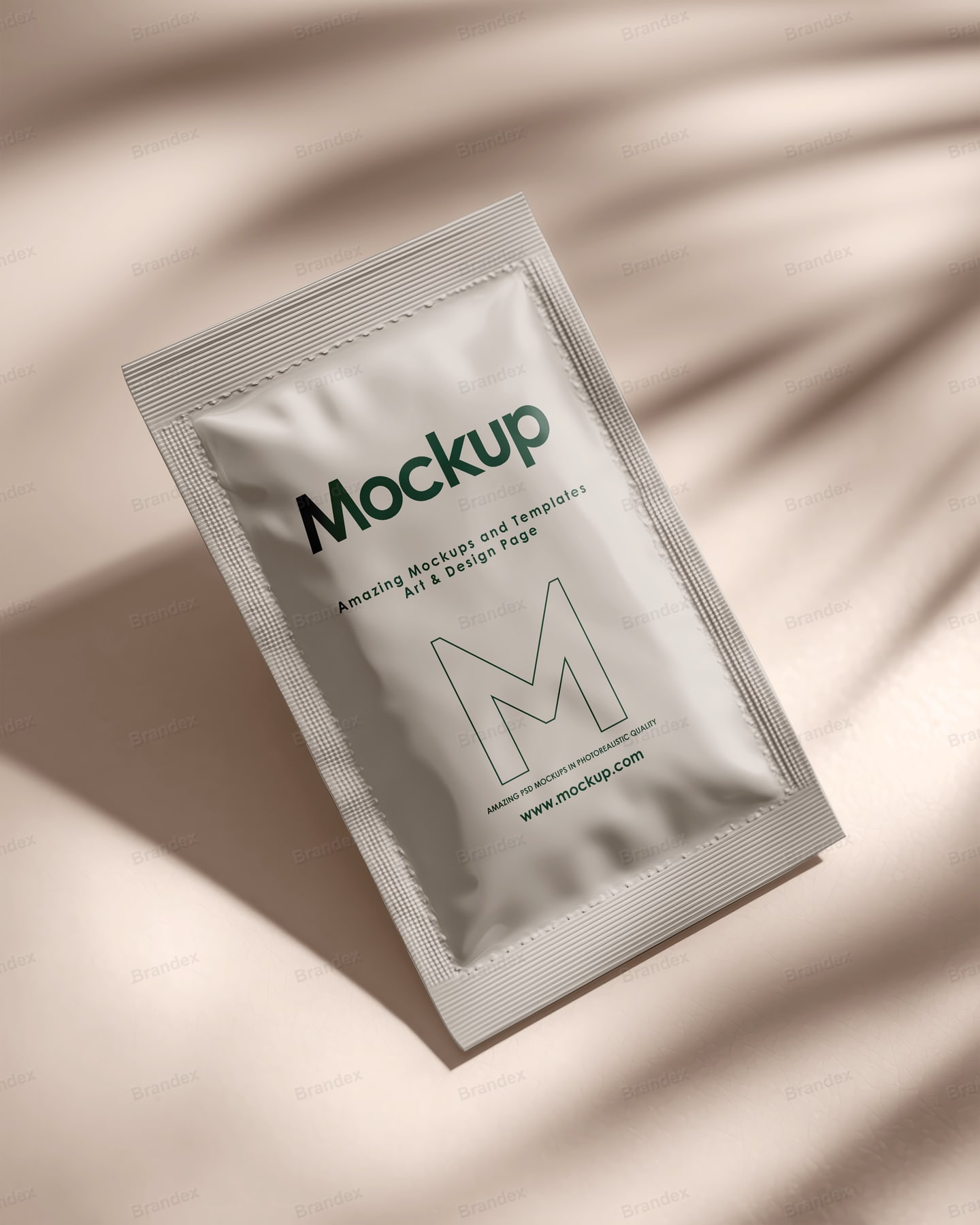 Minimalist Product Packaging Sachet Mockup with Realistic Shadows