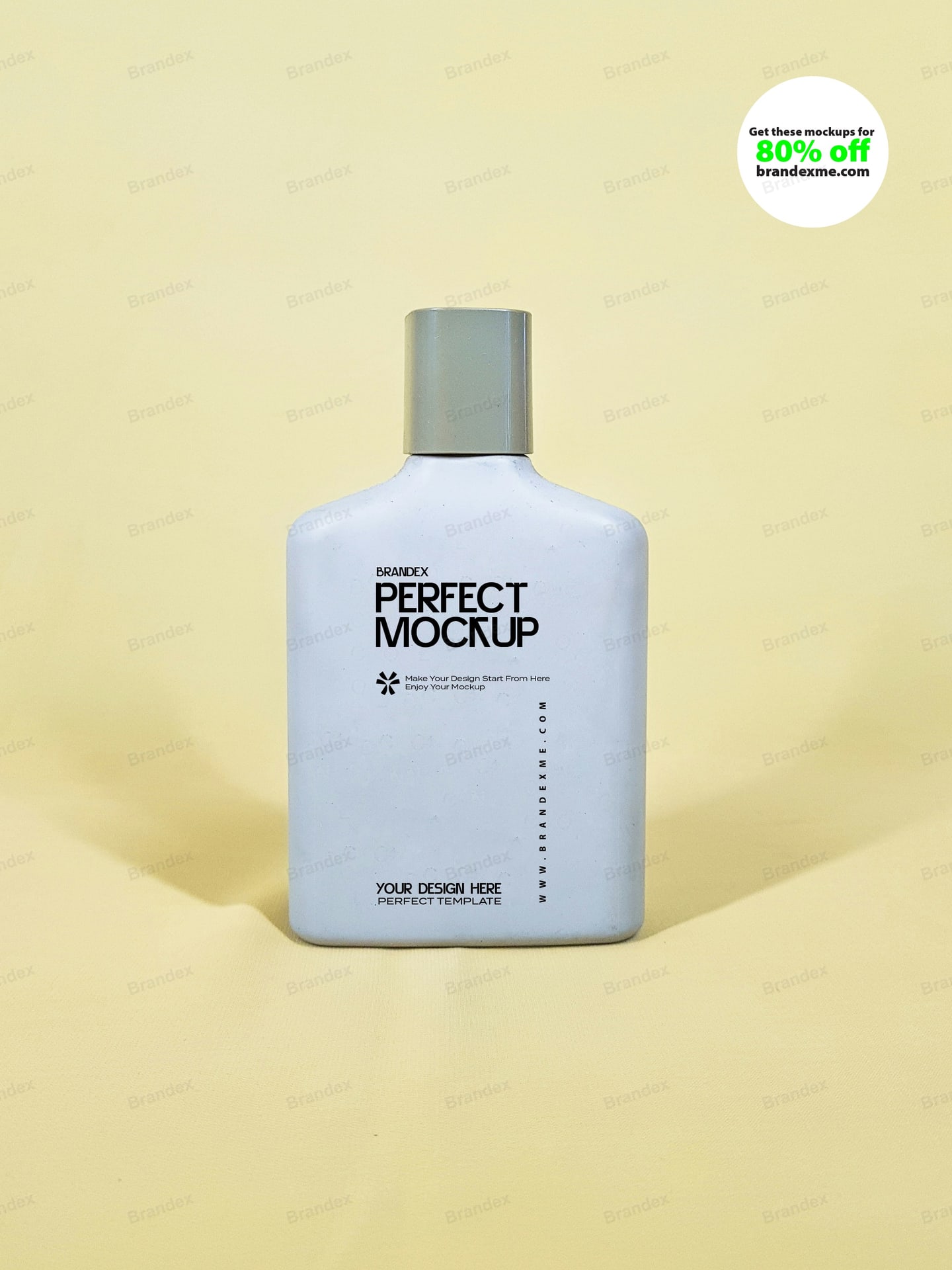 Light Blue Perfume Bottle Mockup on Yellow Fabric Backdrop