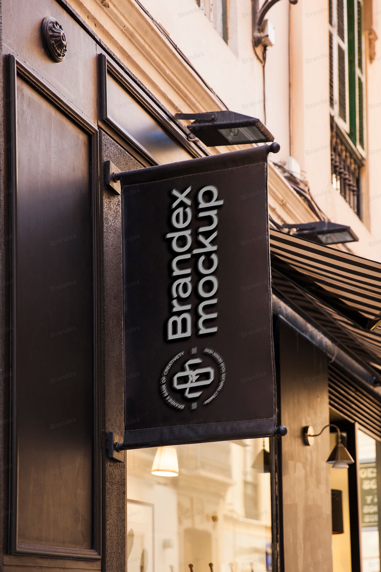 Vertical Storefront Sign Mockup Urban Street Exterior