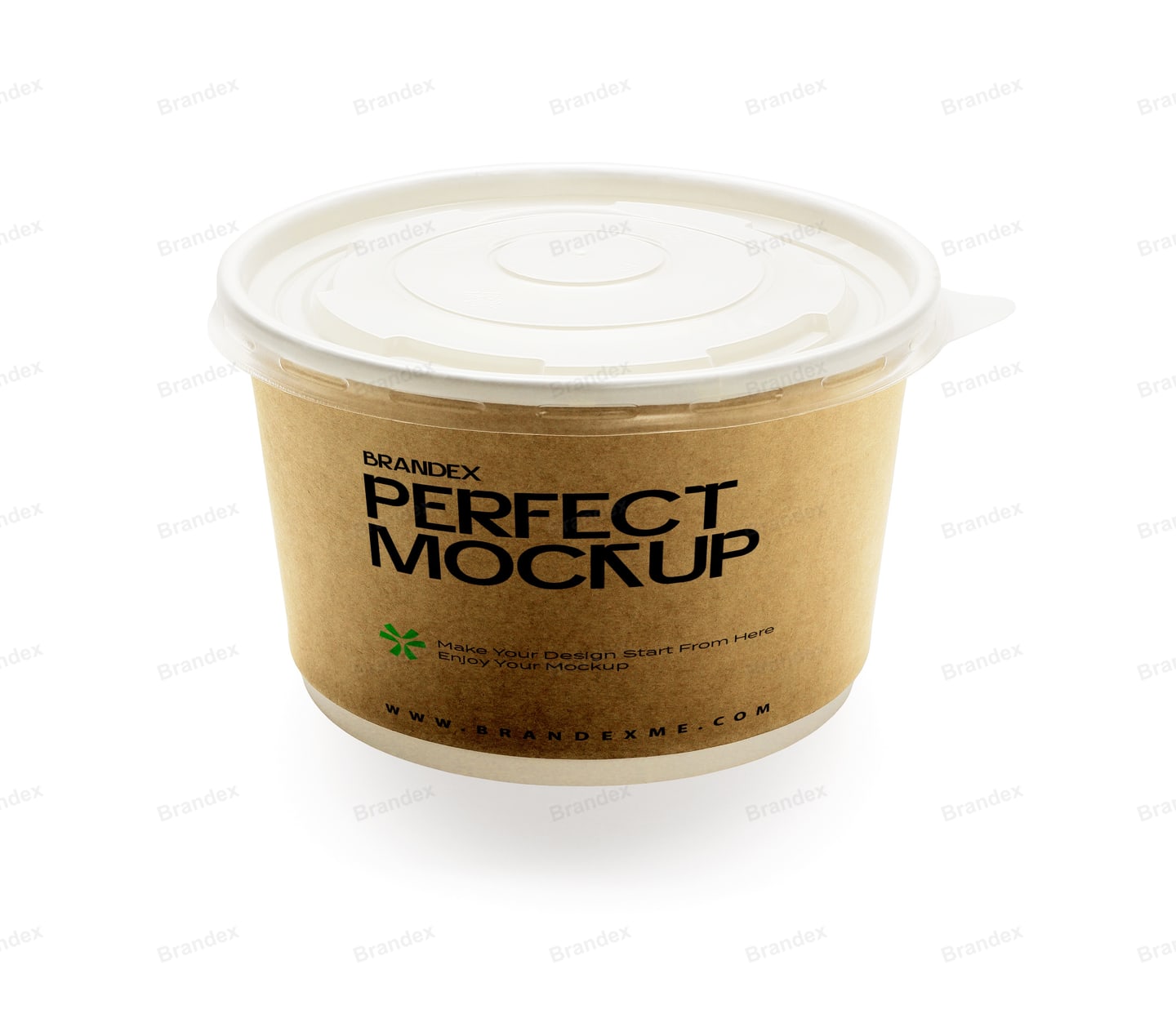 Kraft Paper Food Container Mockup with White Lid for Branding Presentation