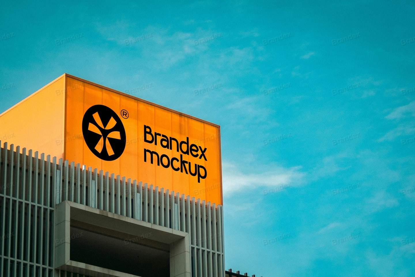 Orange Outdoor Building Storefront Sign Mockup Branding Display