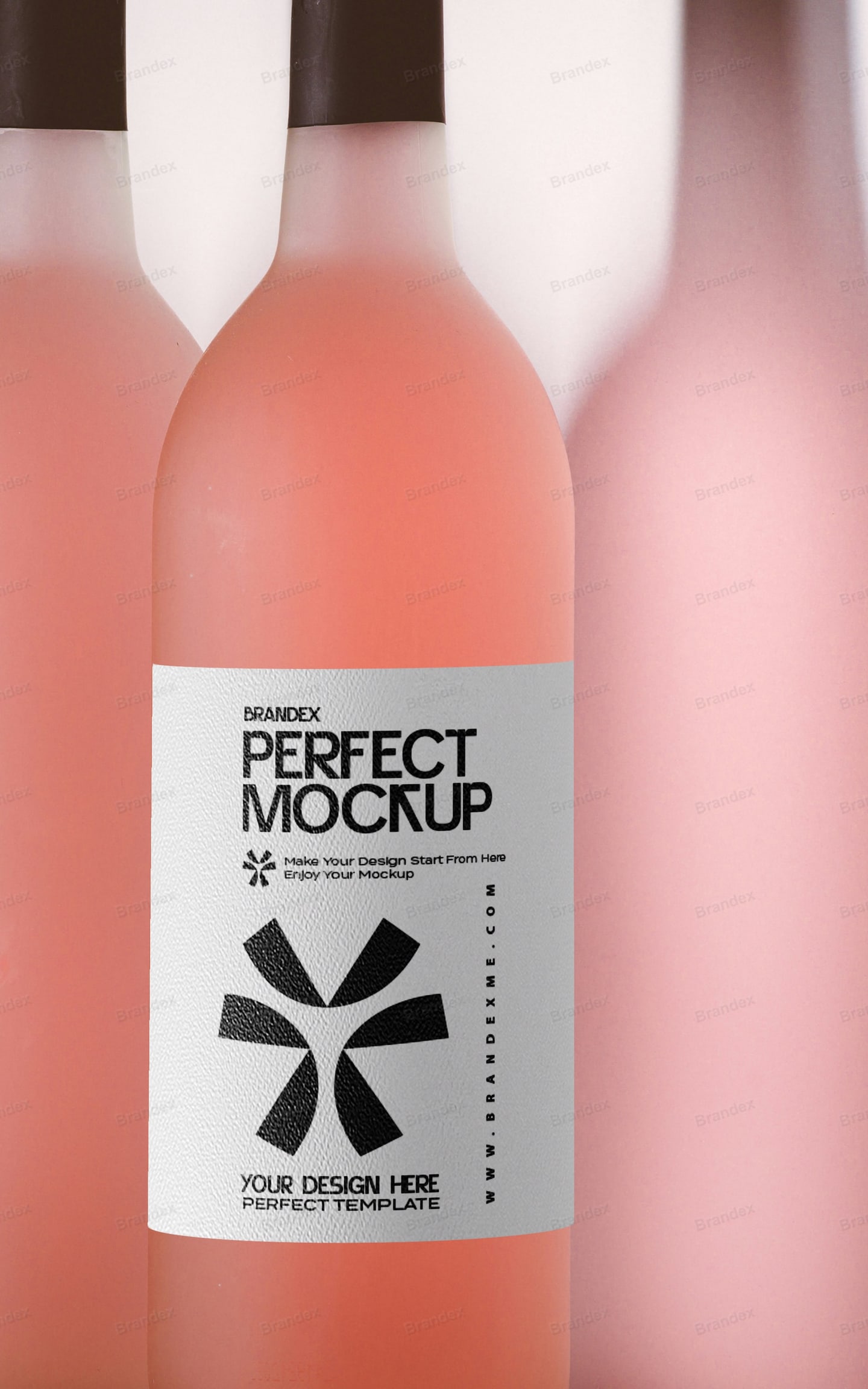 Frosted Pink Glass Bottle Cosmetic Product Mockup Customizable Label