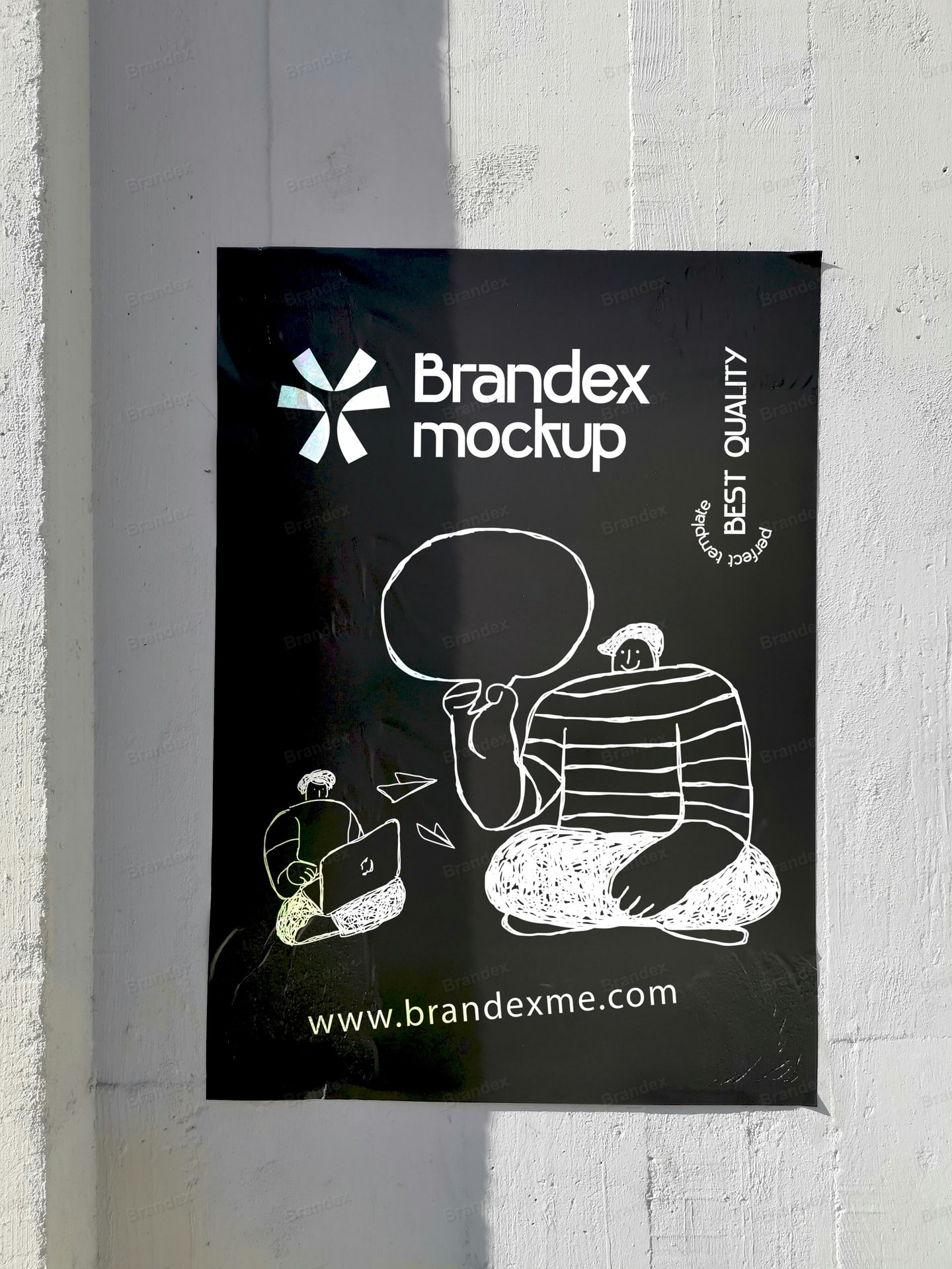 Minimalist Street Art Branding Poster Mockup Black White Sketch